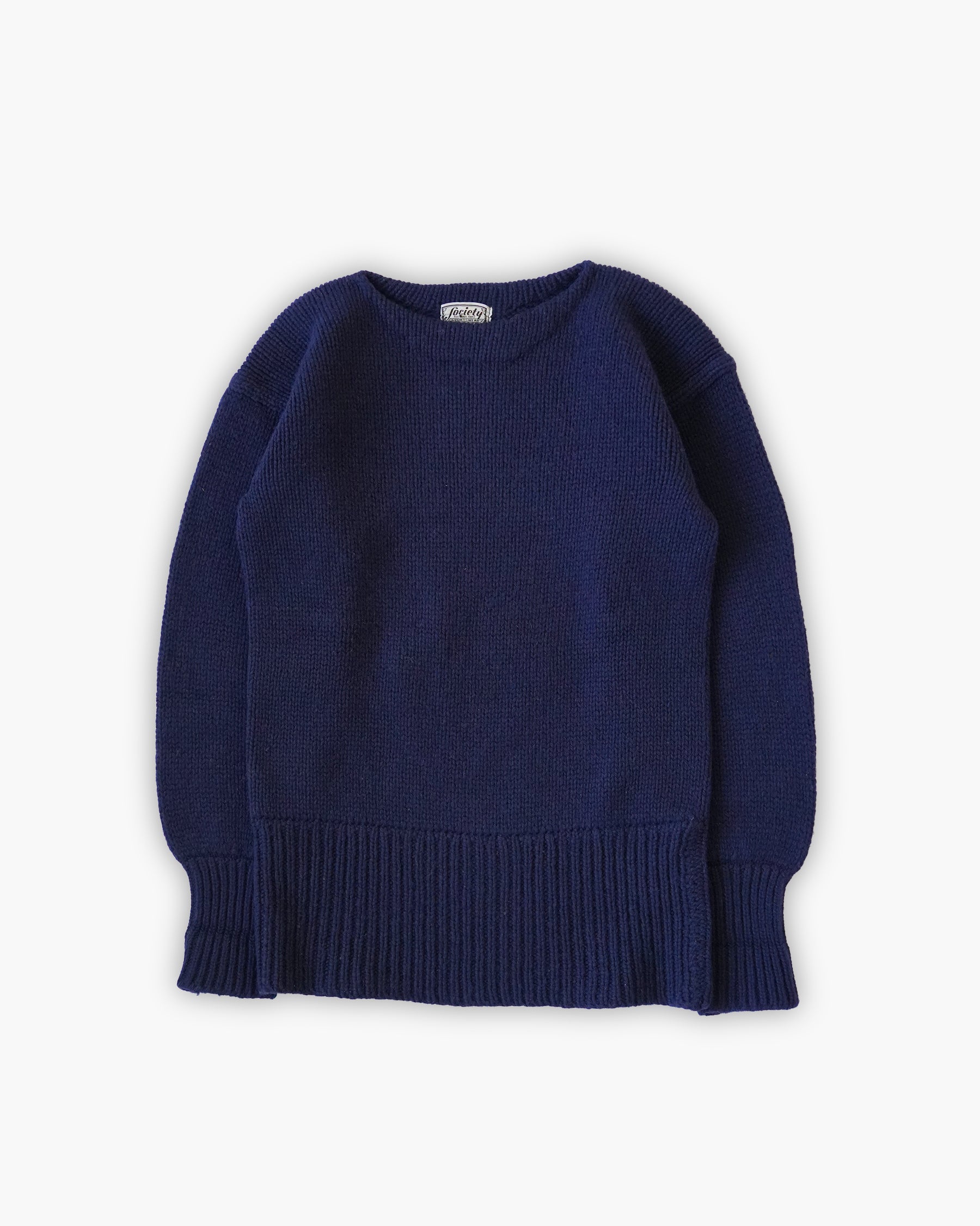 100% Wool Navy Boatneck Sweater