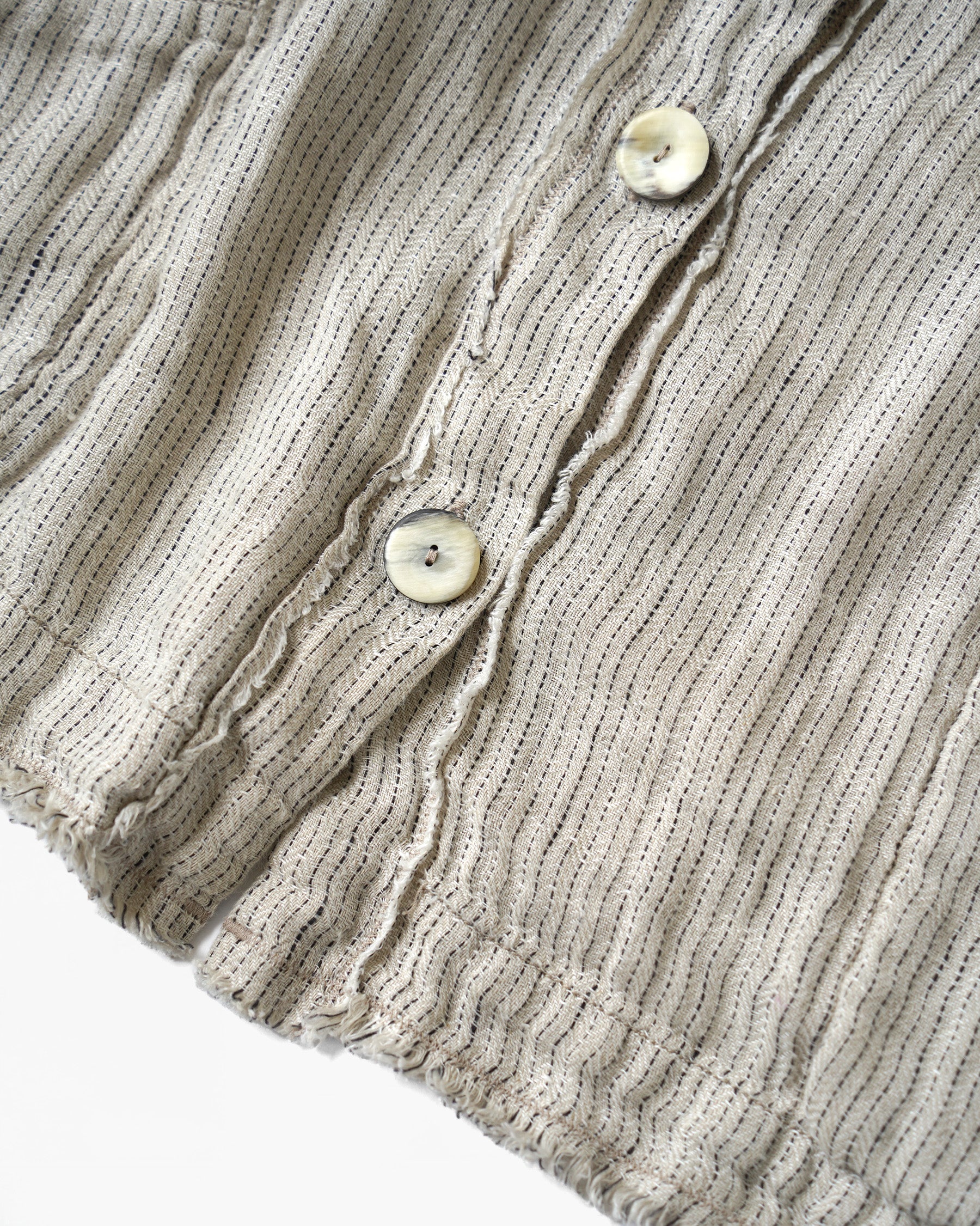 Fringe Trimmed Button Linen Jacket