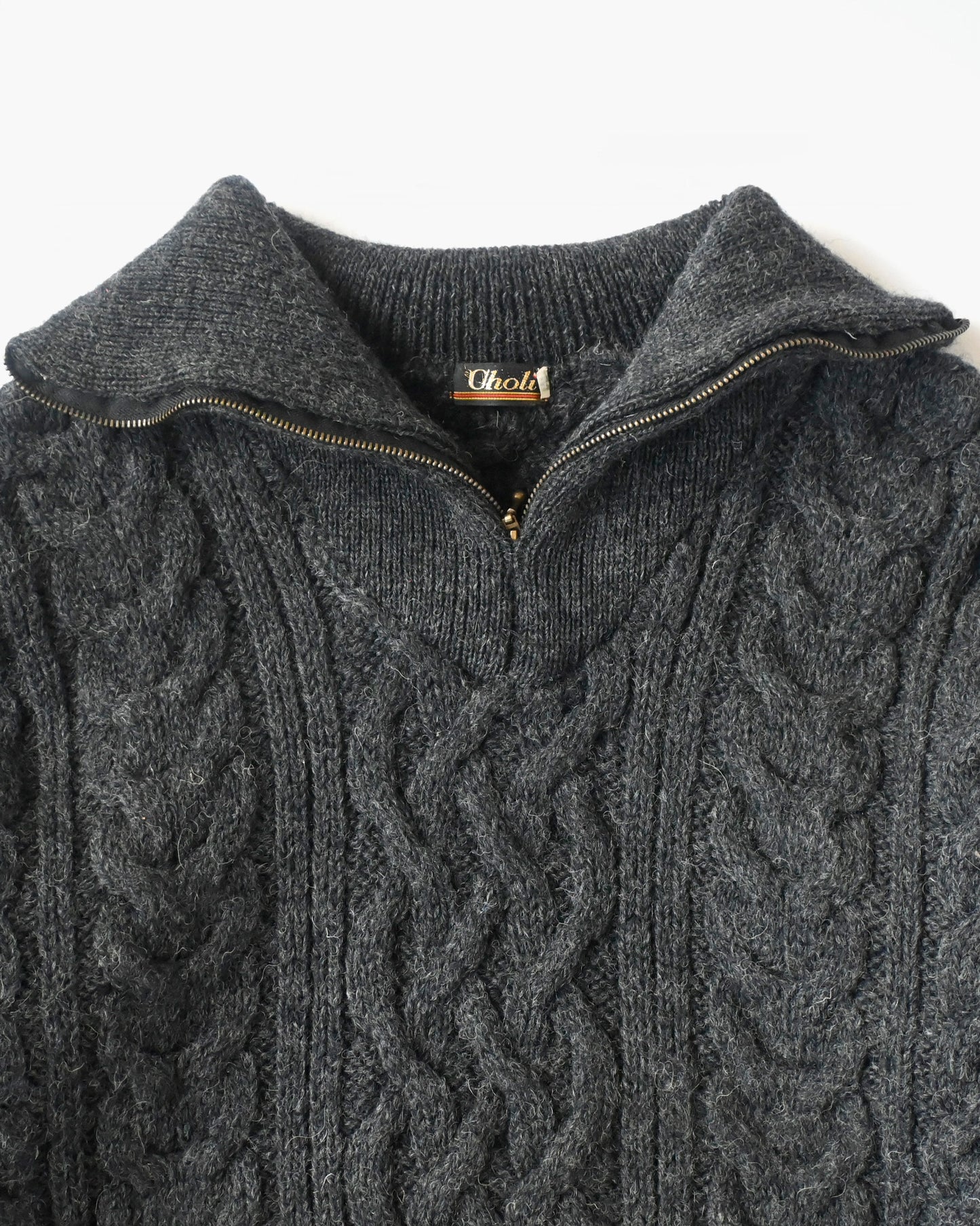 Cable Zip-up Knit Pullover