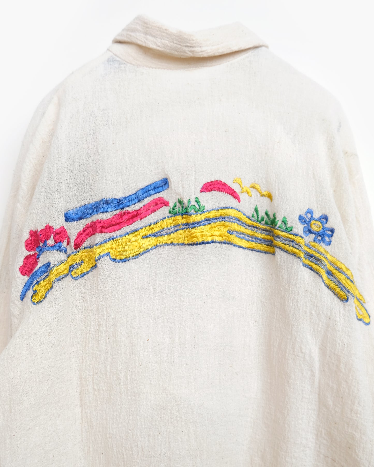 70's Hand Embroidered Gauze Shirts