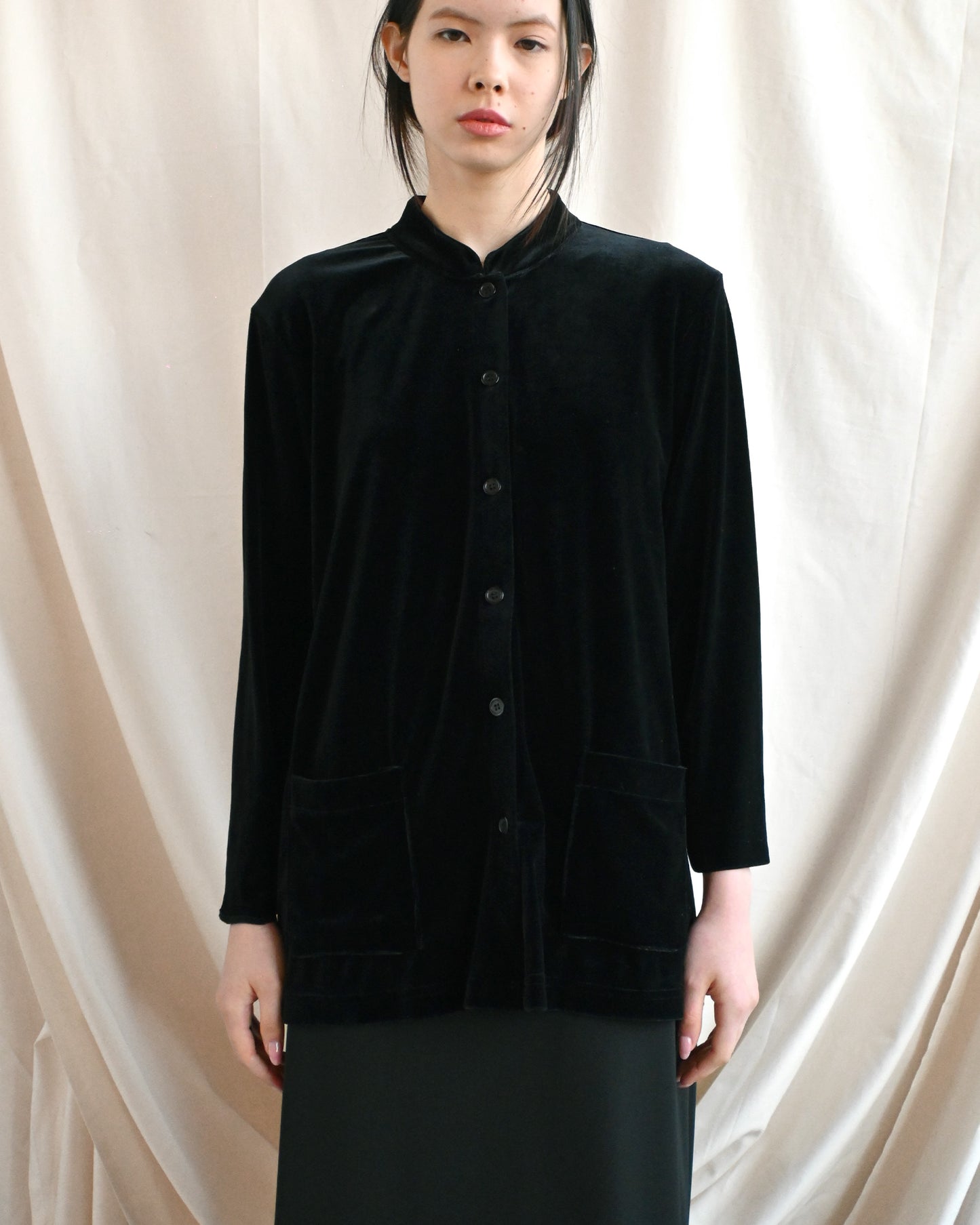 Velour Stand Collar Shirt