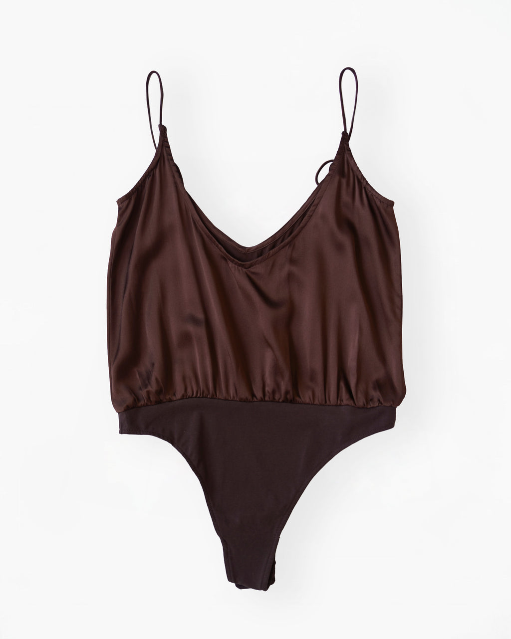 Silk Camisole Bodysuits - Brown