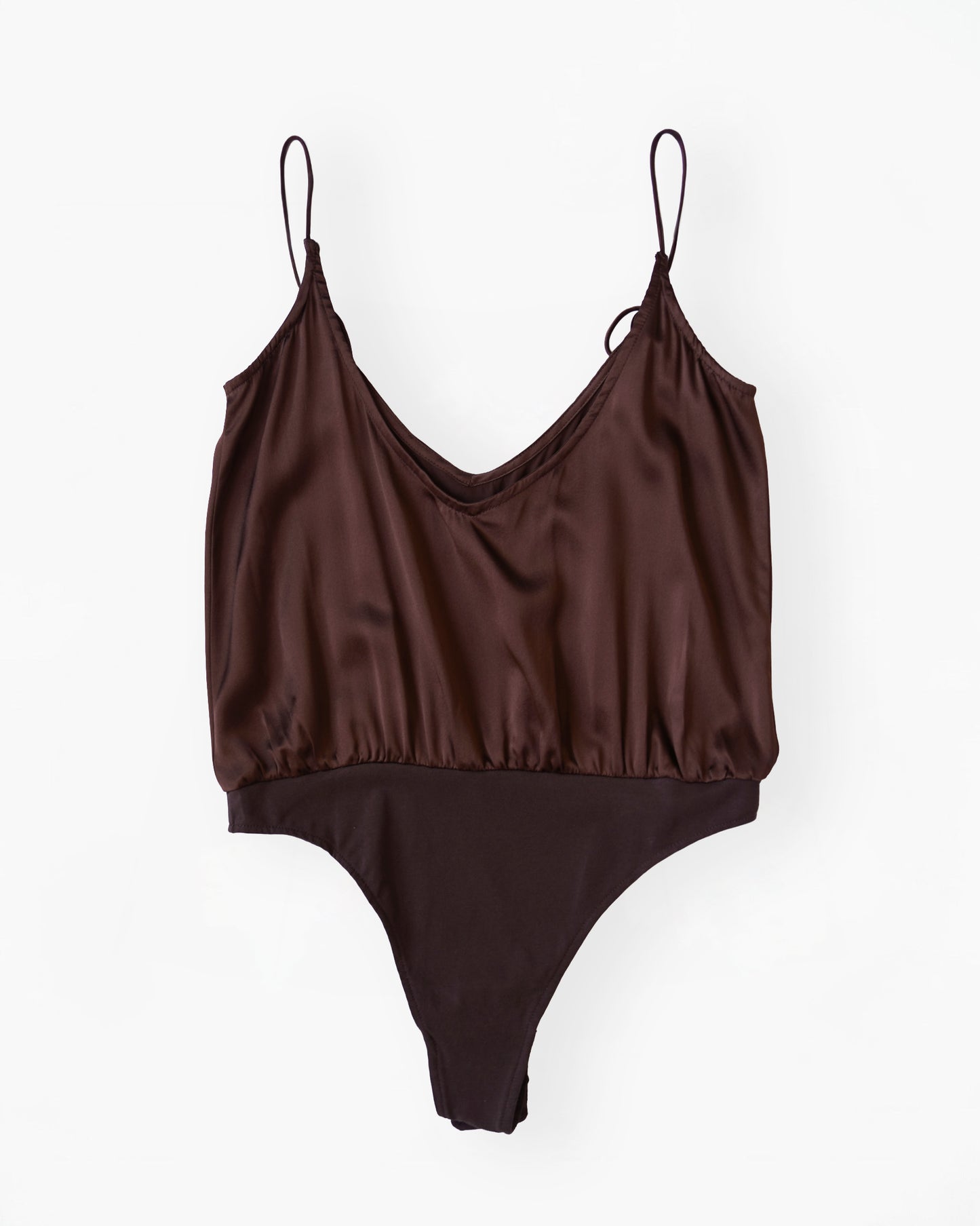 Silk Camisole Bodysuits - Brown