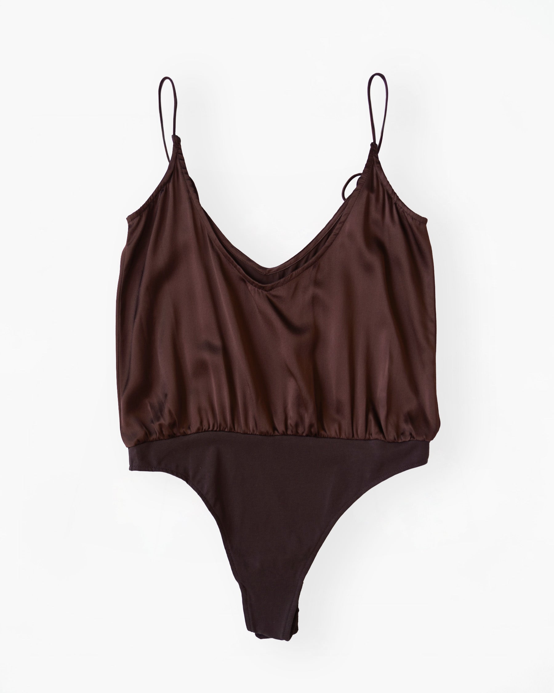 Silk Camisole Bodysuits - Brown