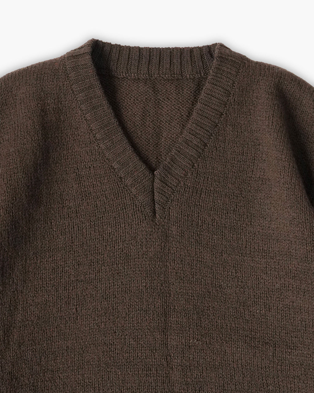Wool V-Neck Sweater - Brown