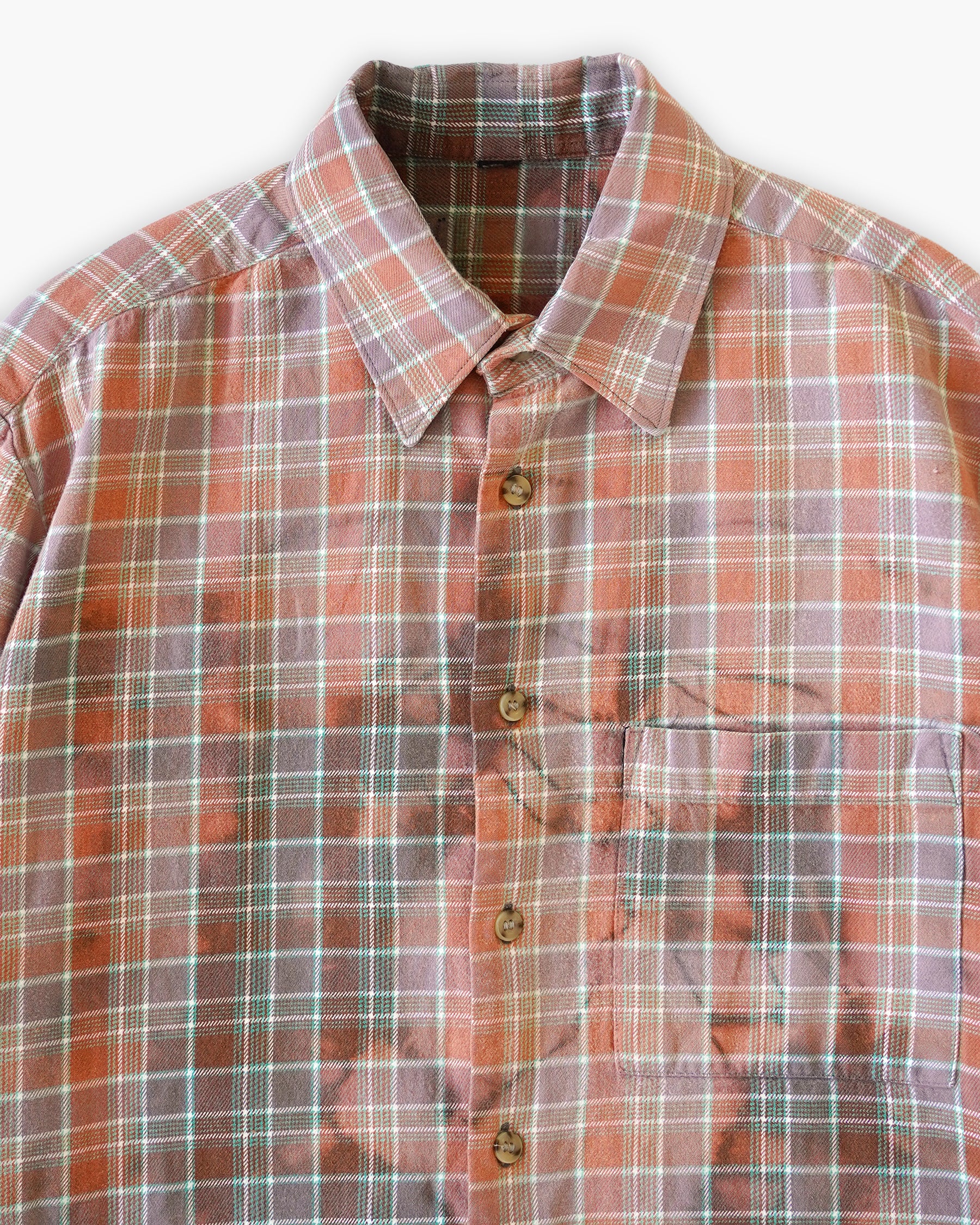 Sun Bleached Box Plaid Shirt - Orange