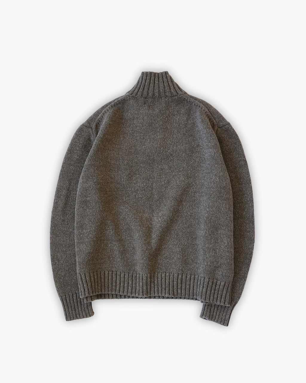 Brown Half-Button Stand Collar Knit Sweater