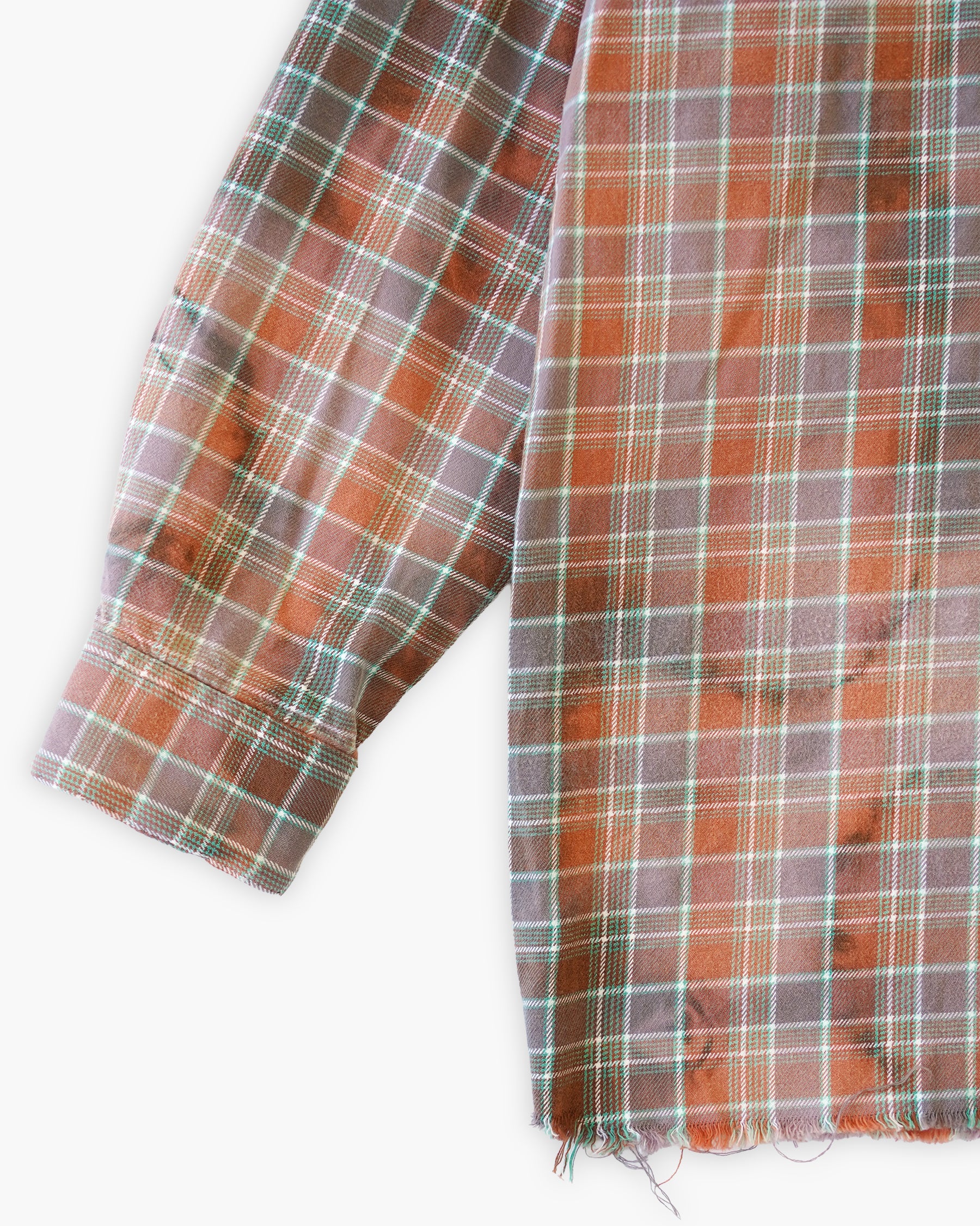 Sun Bleached Box Plaid Shirt - Orange