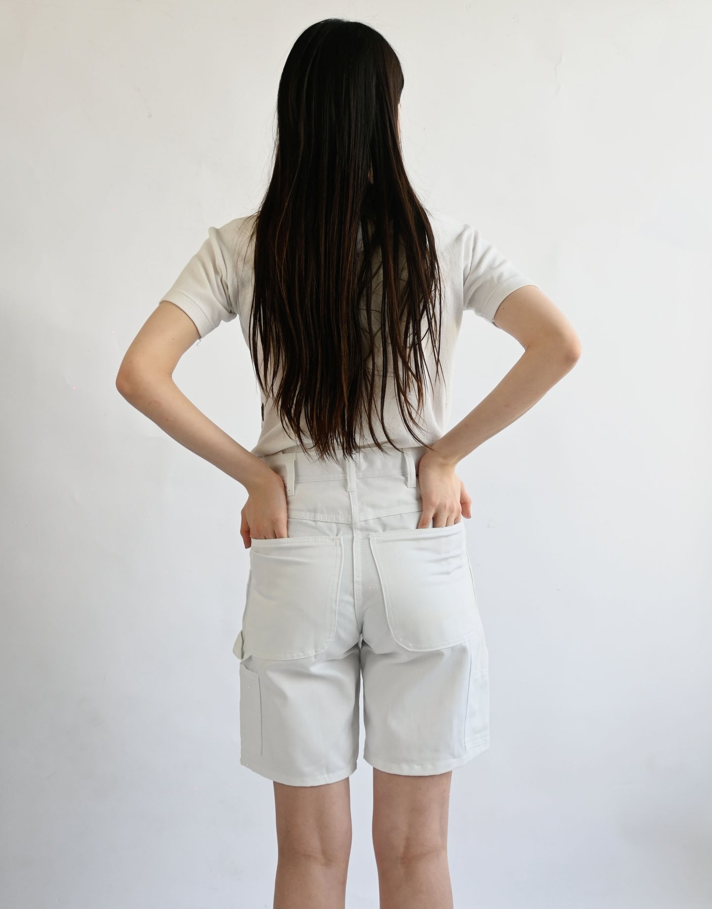 White Work Cotton Shorts