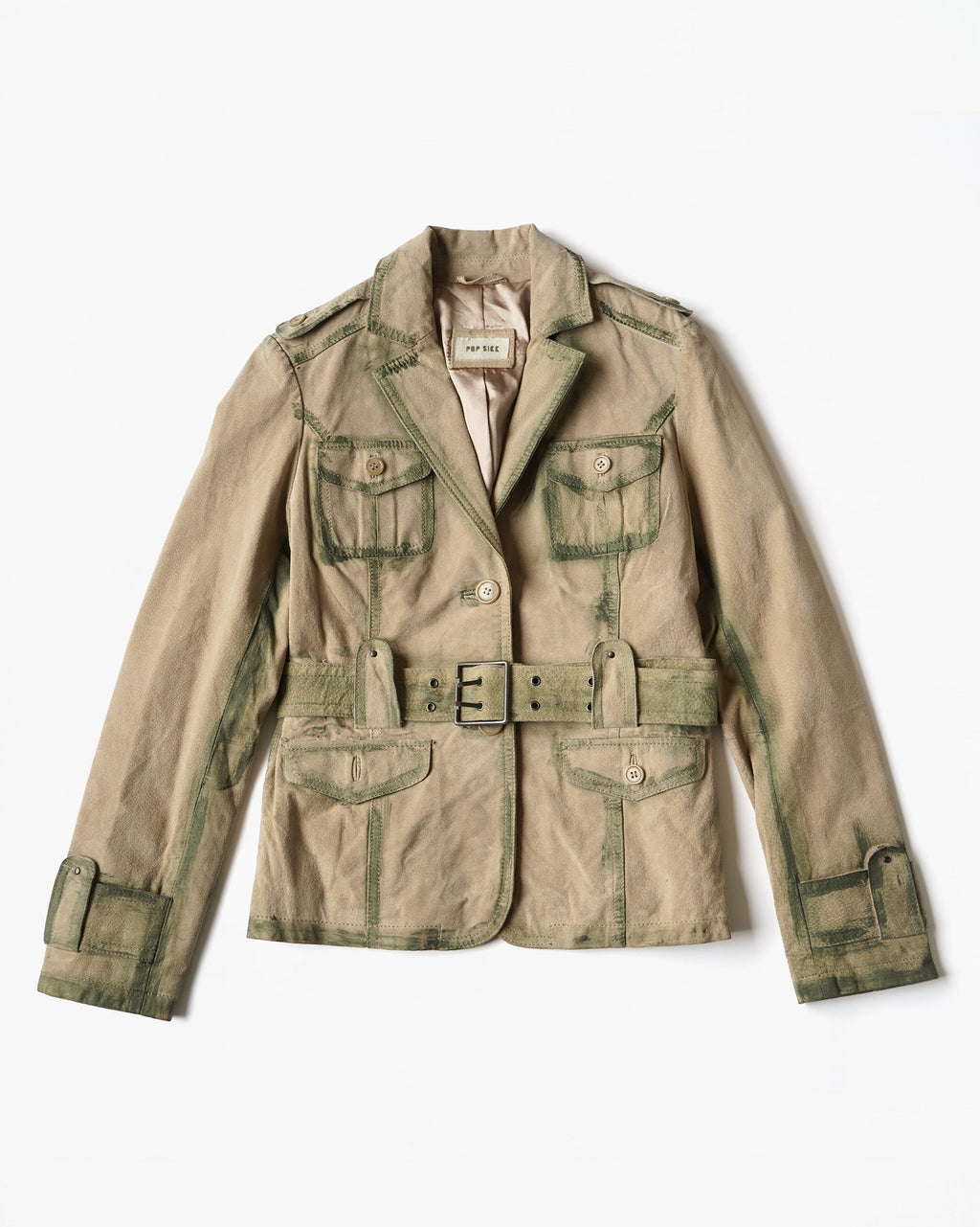Painted Leather Jacket with Belt