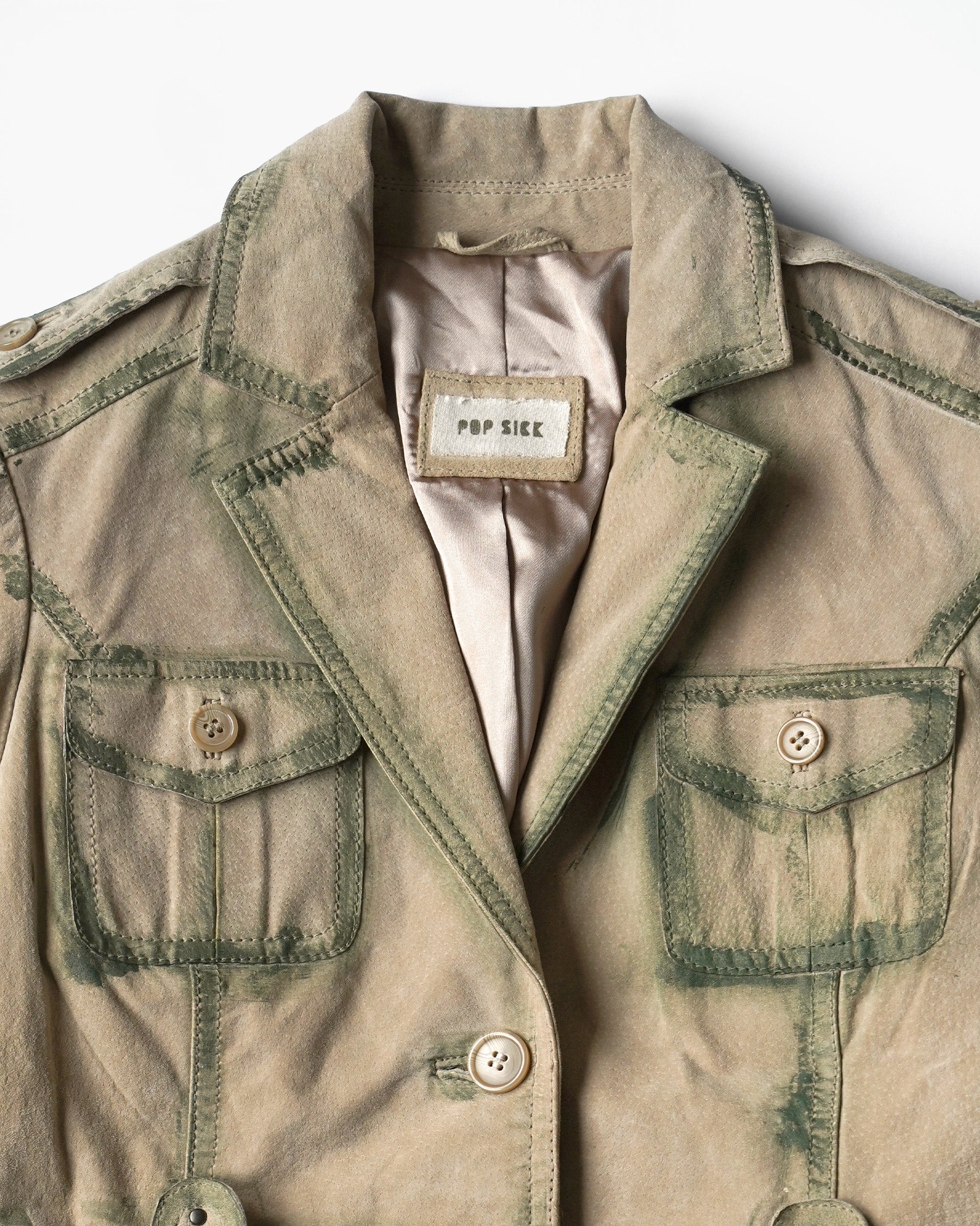 Painted Leather Jacket with Belt