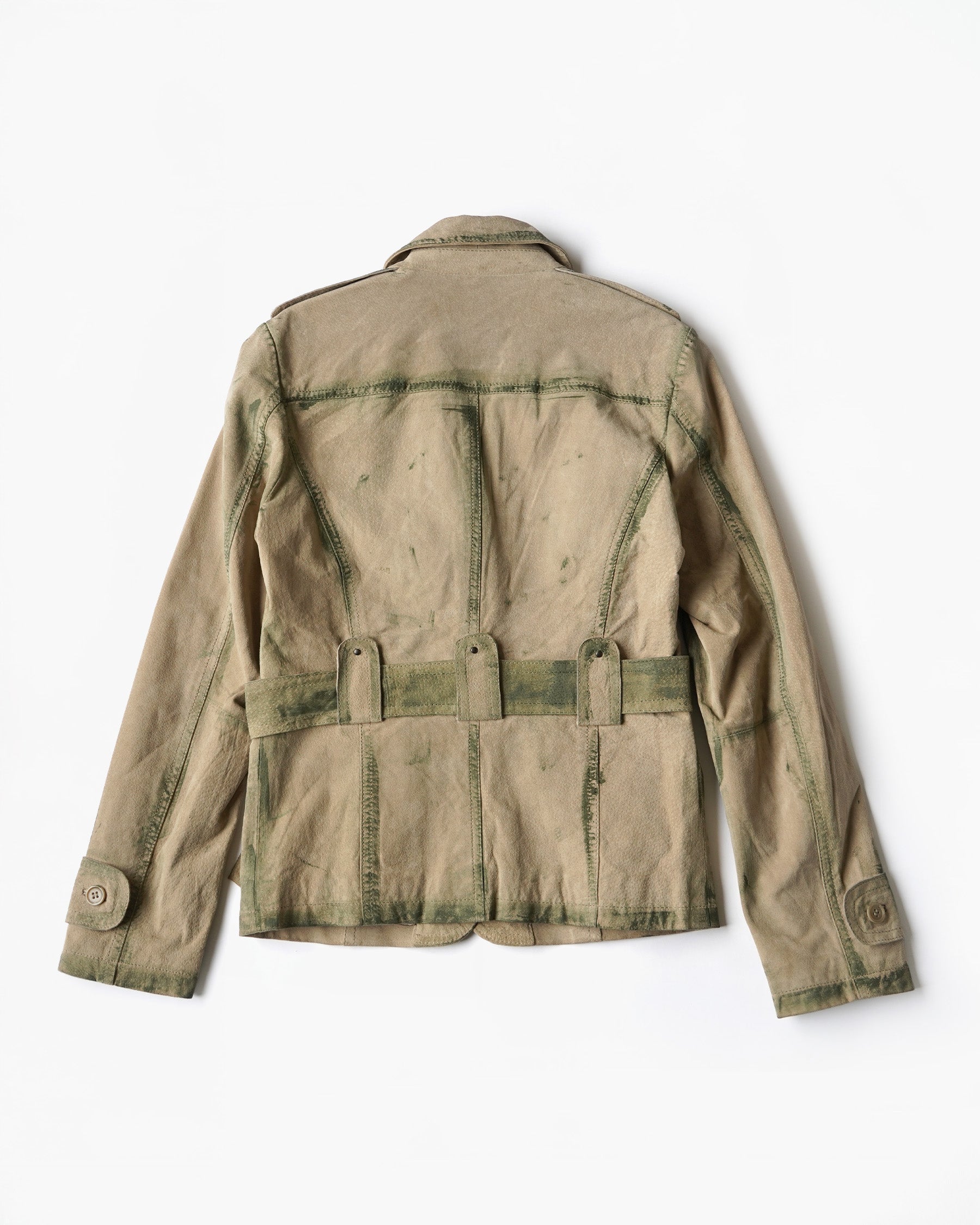 Painted Leather Jacket with Belt