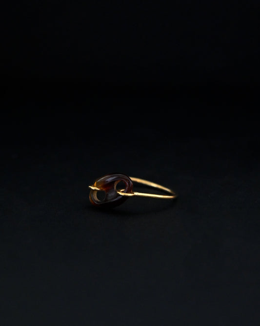 14K Gold x Turtle Shell Botton Ring - 10.5号