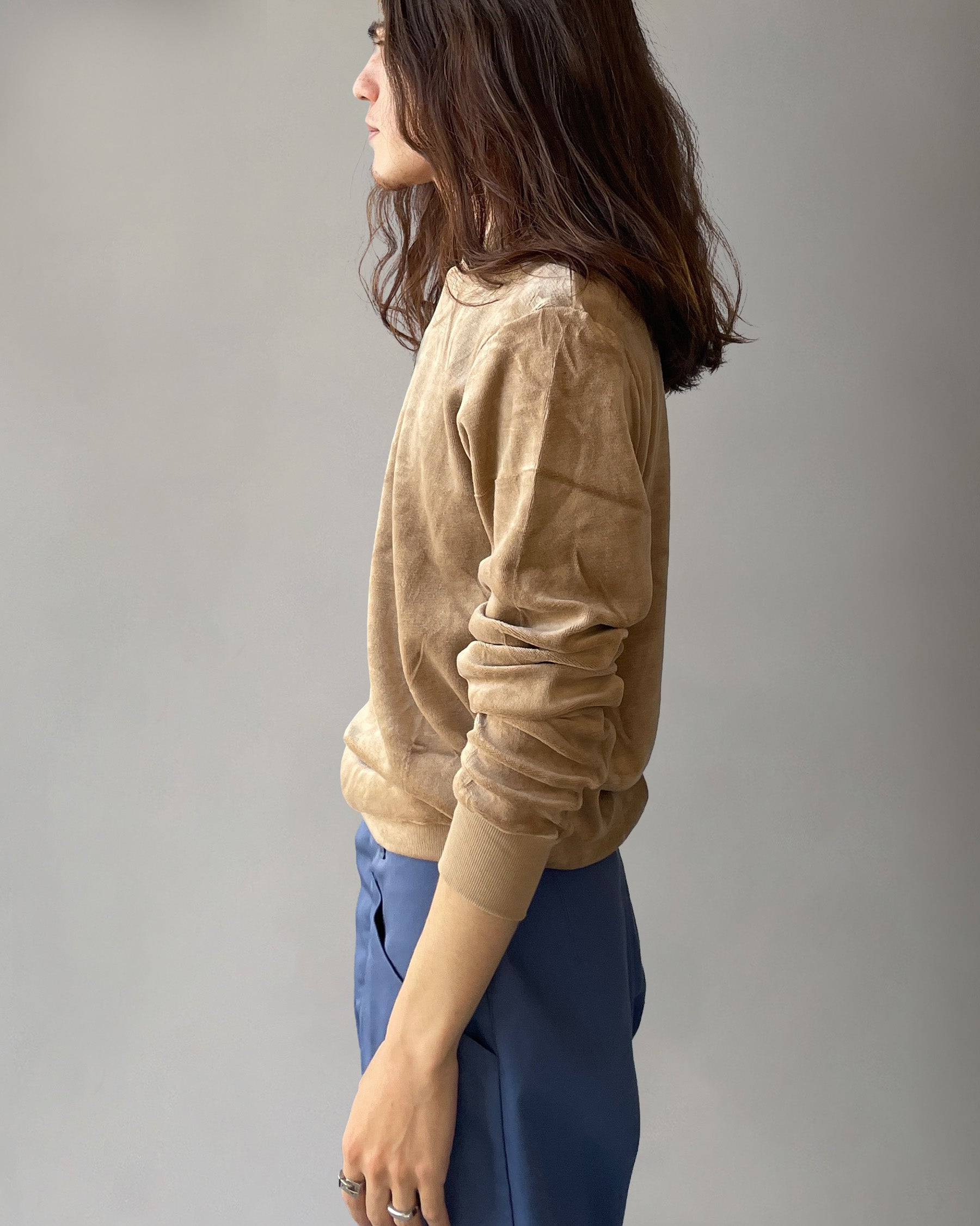 Cotton Velour Sweatshirts - Light Brown