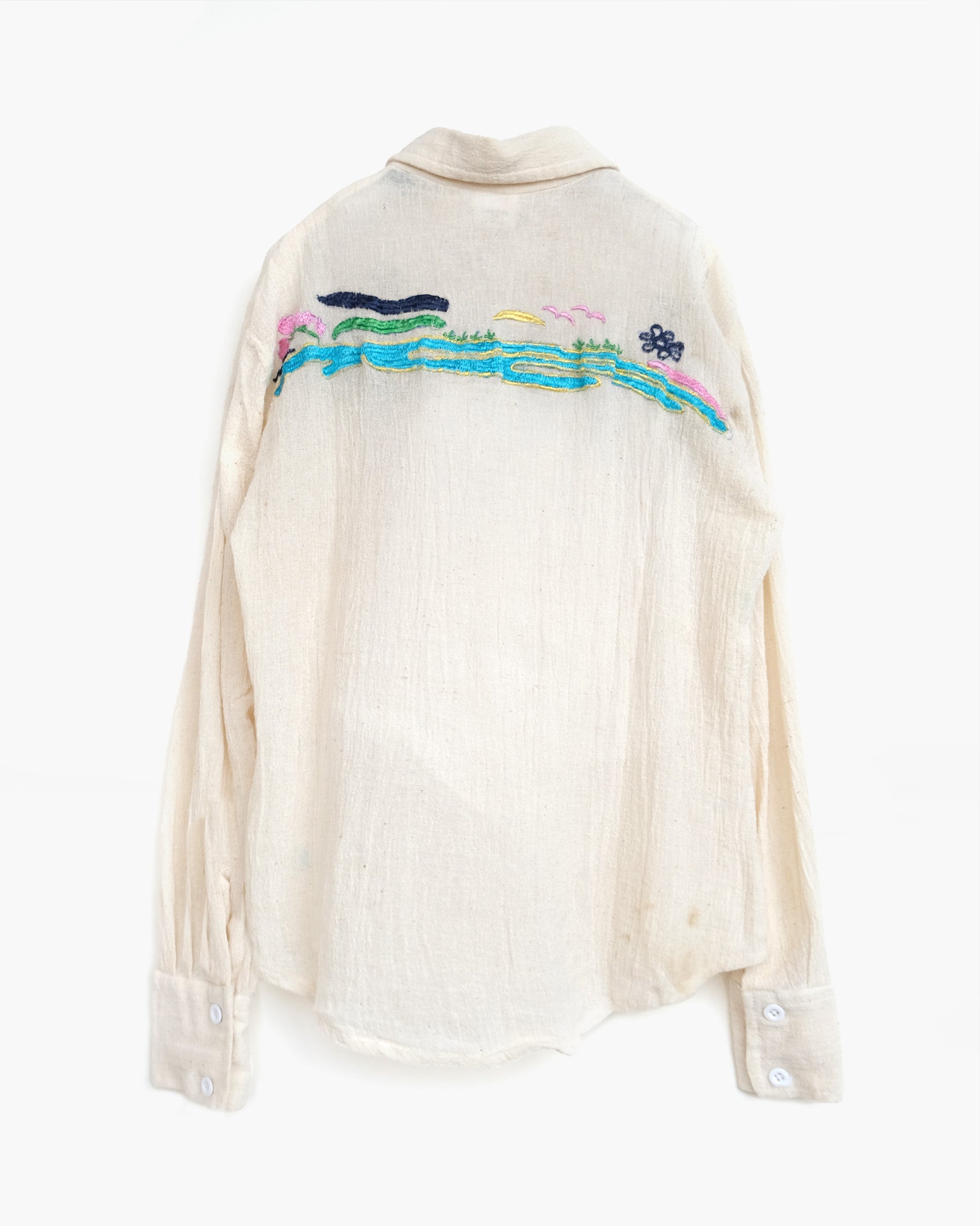 70'S Hand Embroidered Gauze Shirts