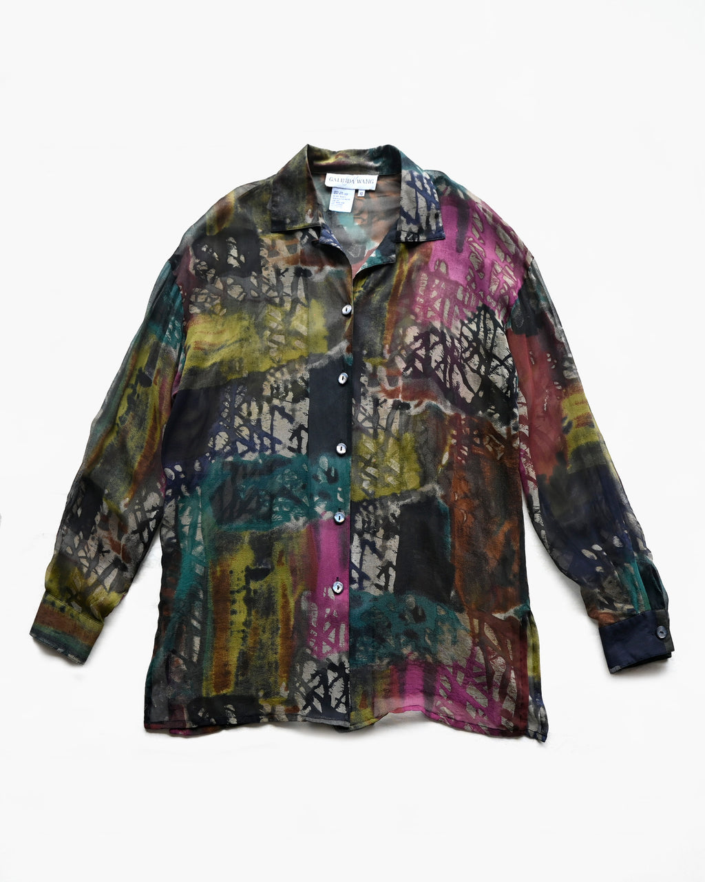 100% Silk Patterned Sheer Shirt