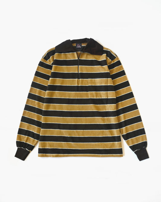 Velour Zip-up Pullover - Yellow