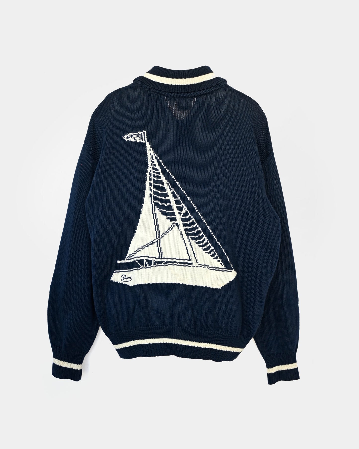 1980s "GUCCI" Sailboat Sweater Cardigan