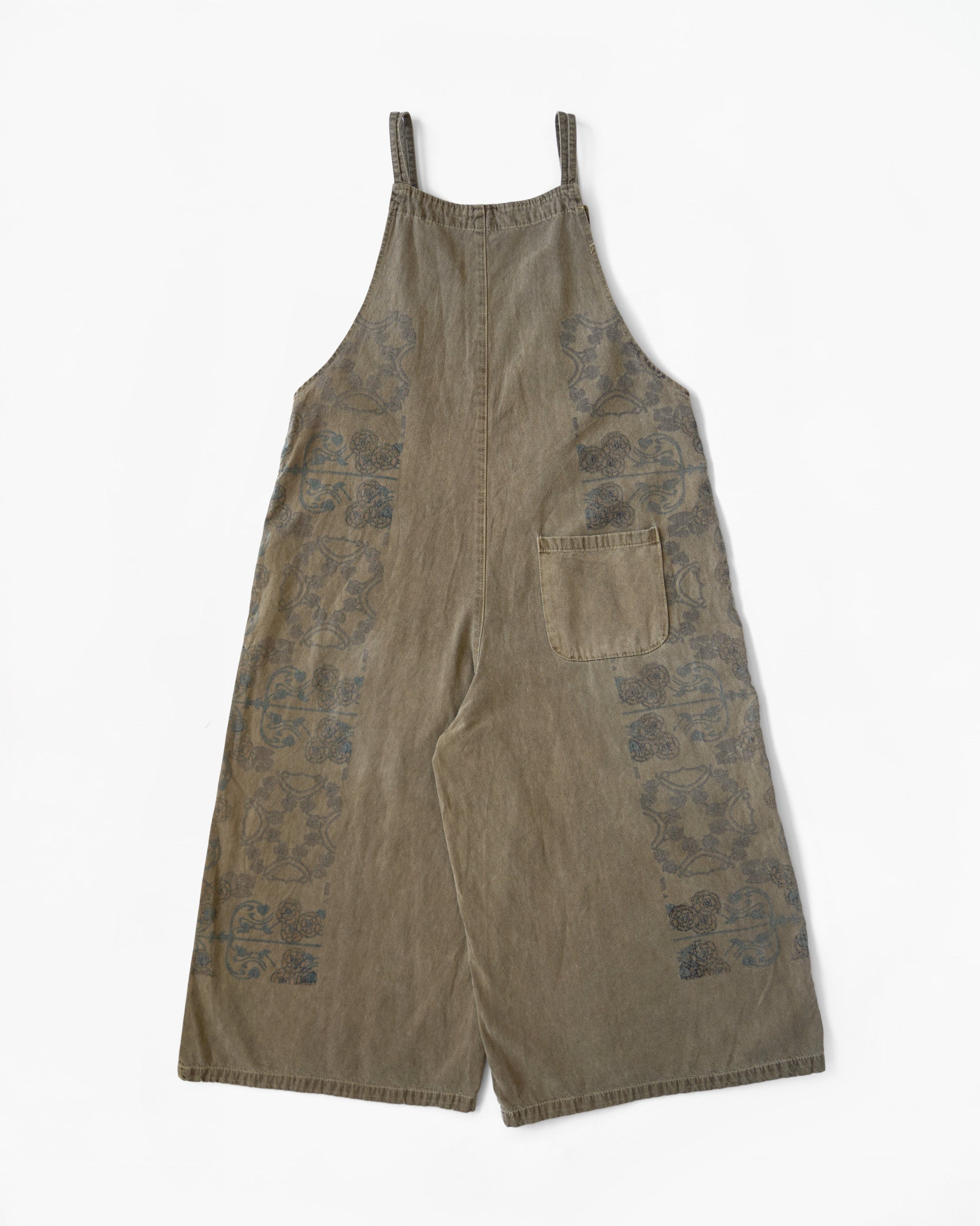 Cotton Wide-Leg Patterned Overalls