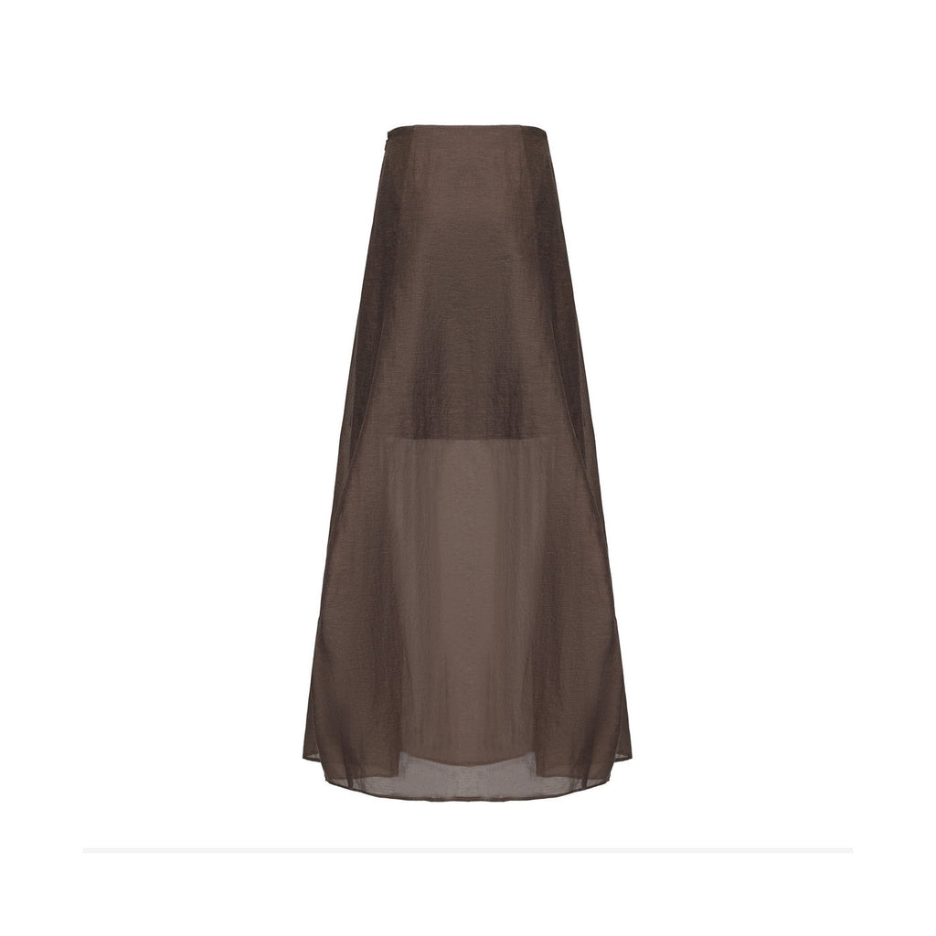 "RUOHAN" SHEER BROWN COCOON SKIRT