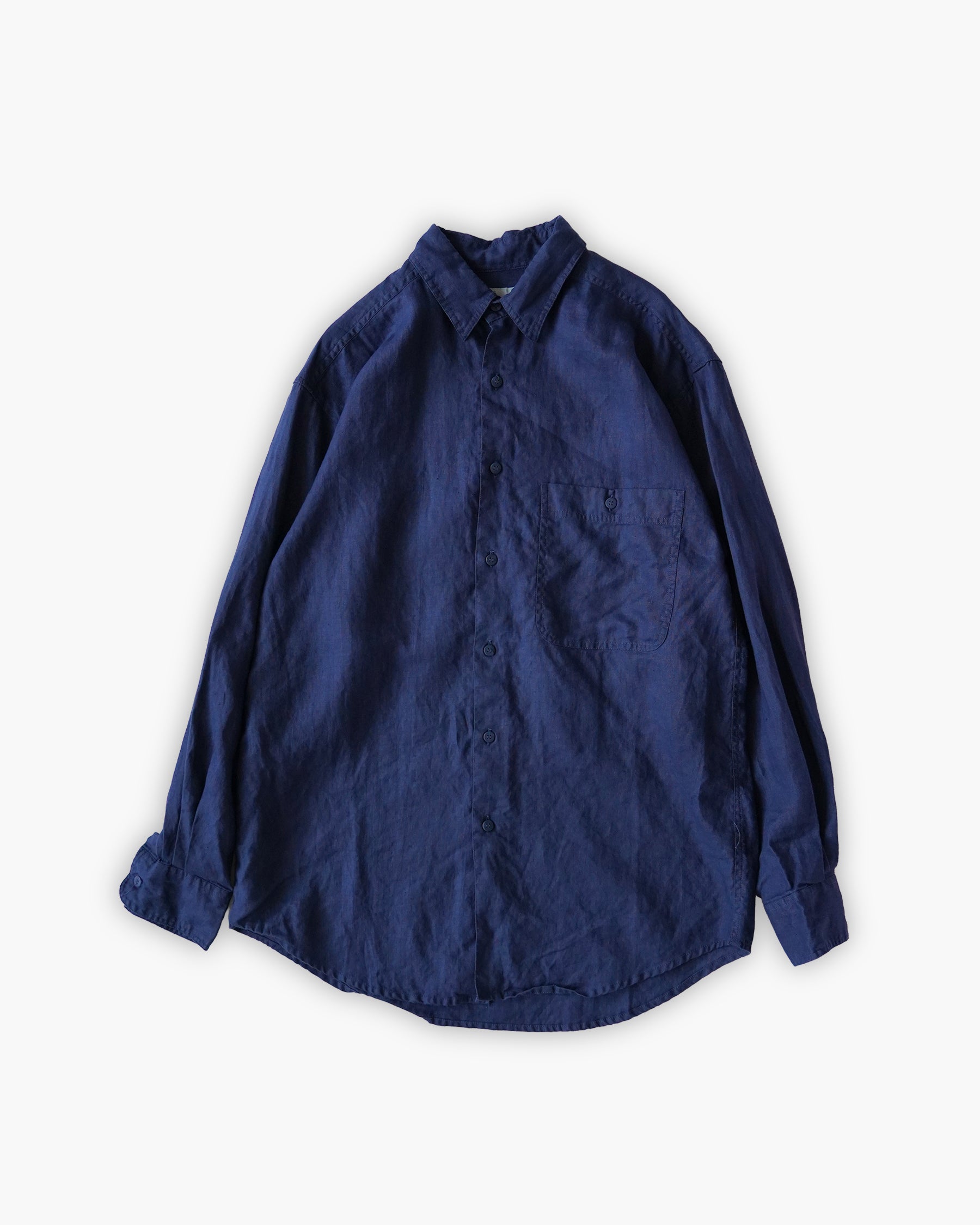 "GOOUCH" 100% Linen L/S Shirt - Navy