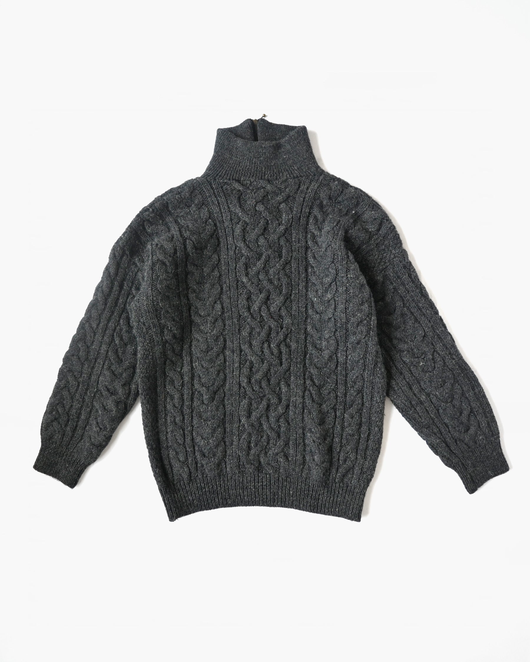 Cable Zip-up Knit Pullover