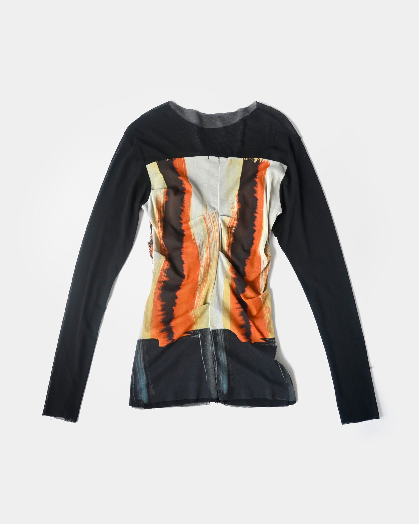 Printed L/S Sheer Top