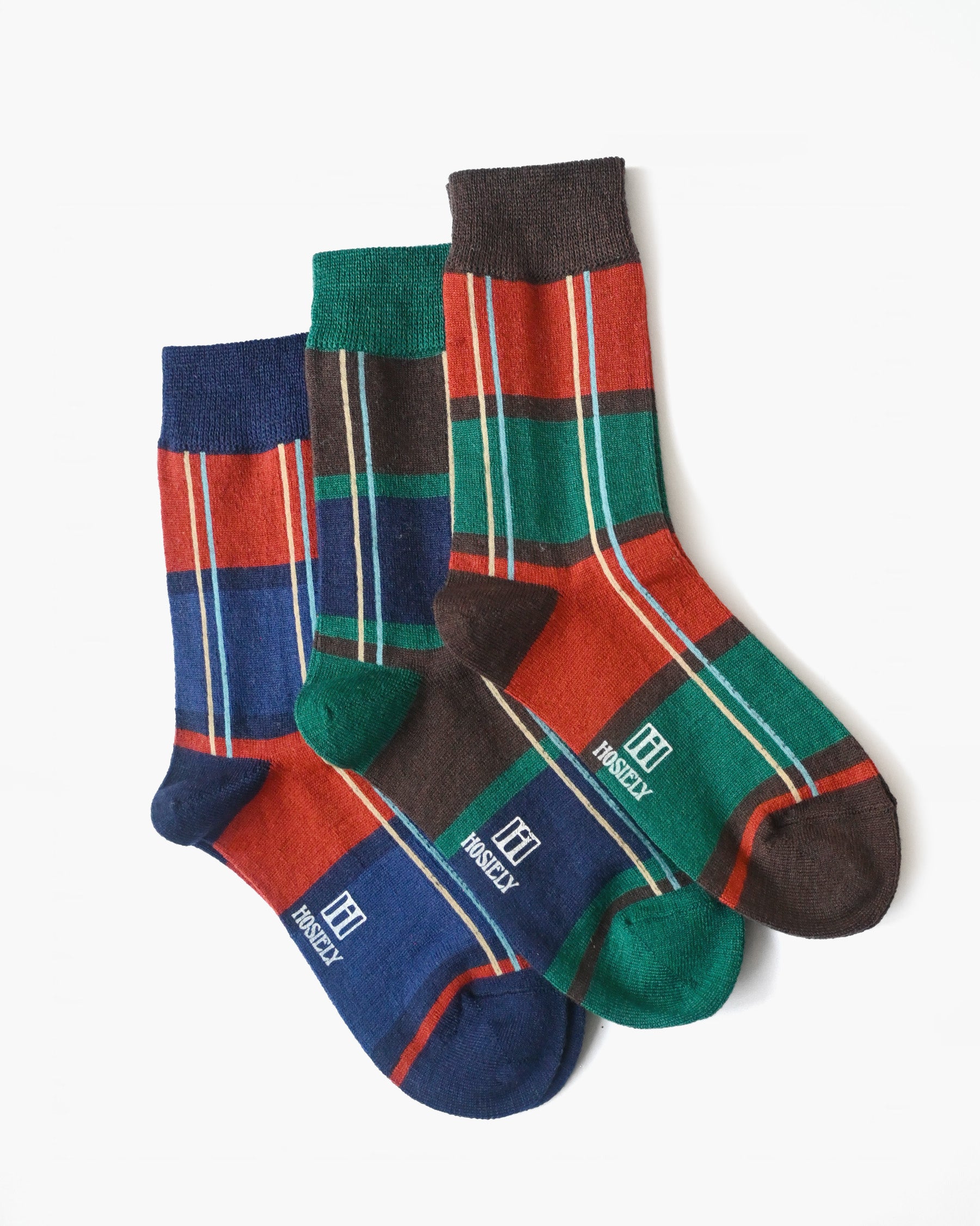 【YOU SAVE 10%】Wool Plaid Socks / SET OF 3