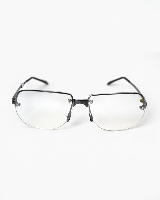 NOS 90s Clear Frameless Sunglasses - Black