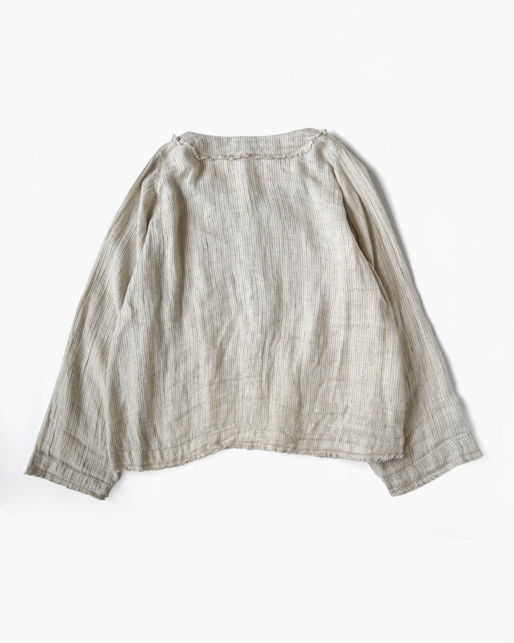 Fringe Trimmed Button Linen Jacket