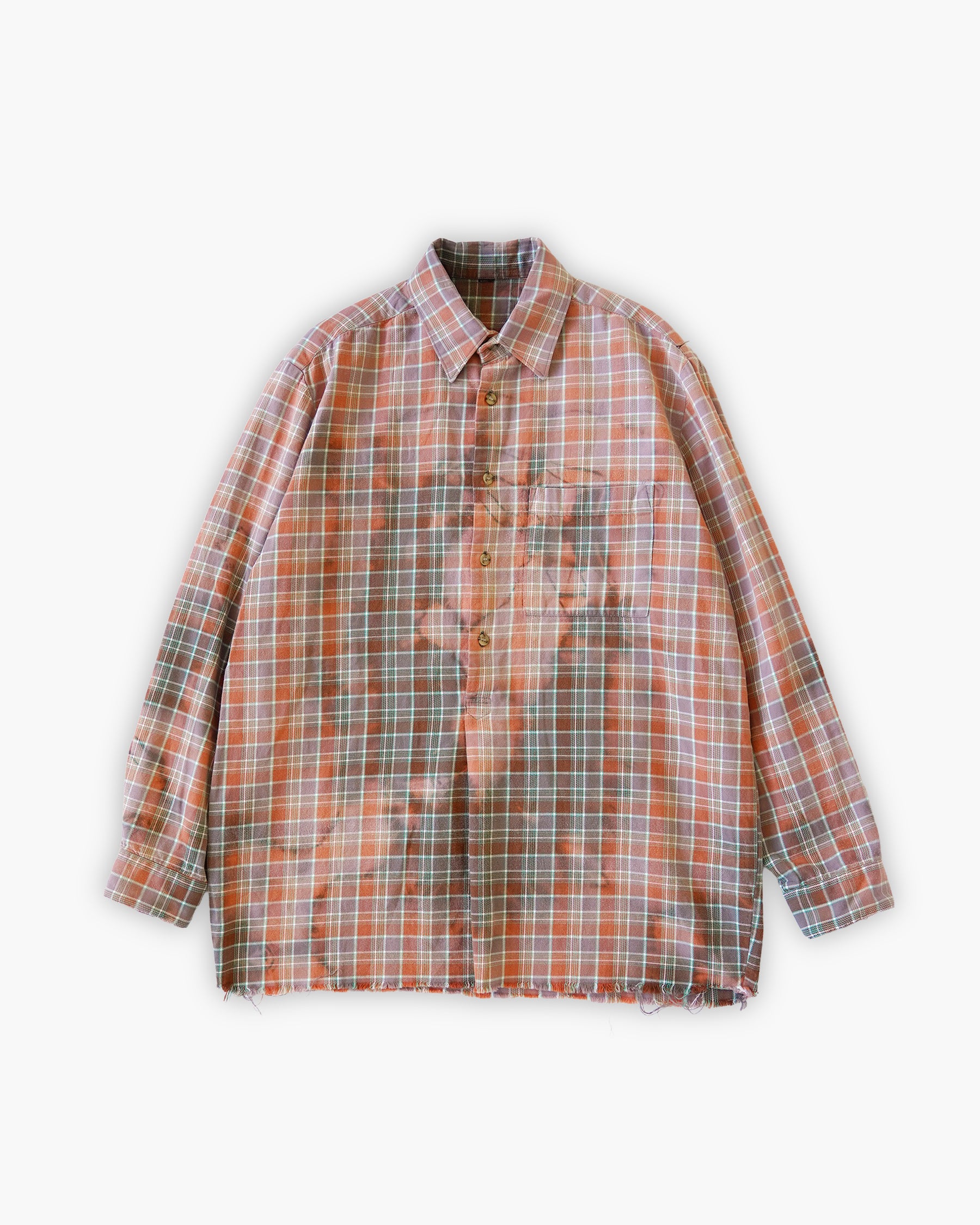 Sun Bleached Box Plaid Shirt - Orange