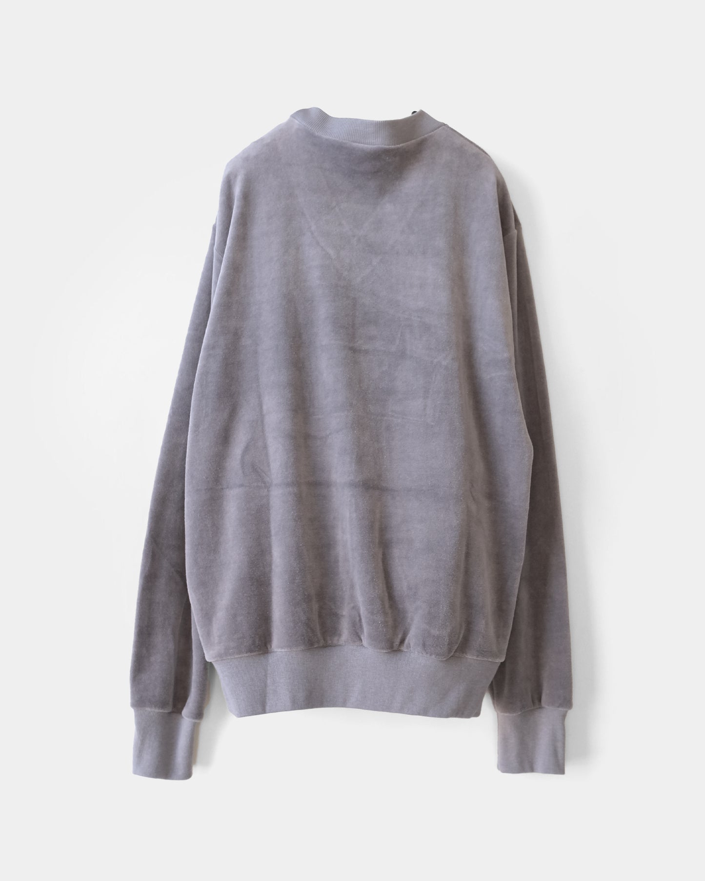 Cotton Velour V-neck Top - Grey