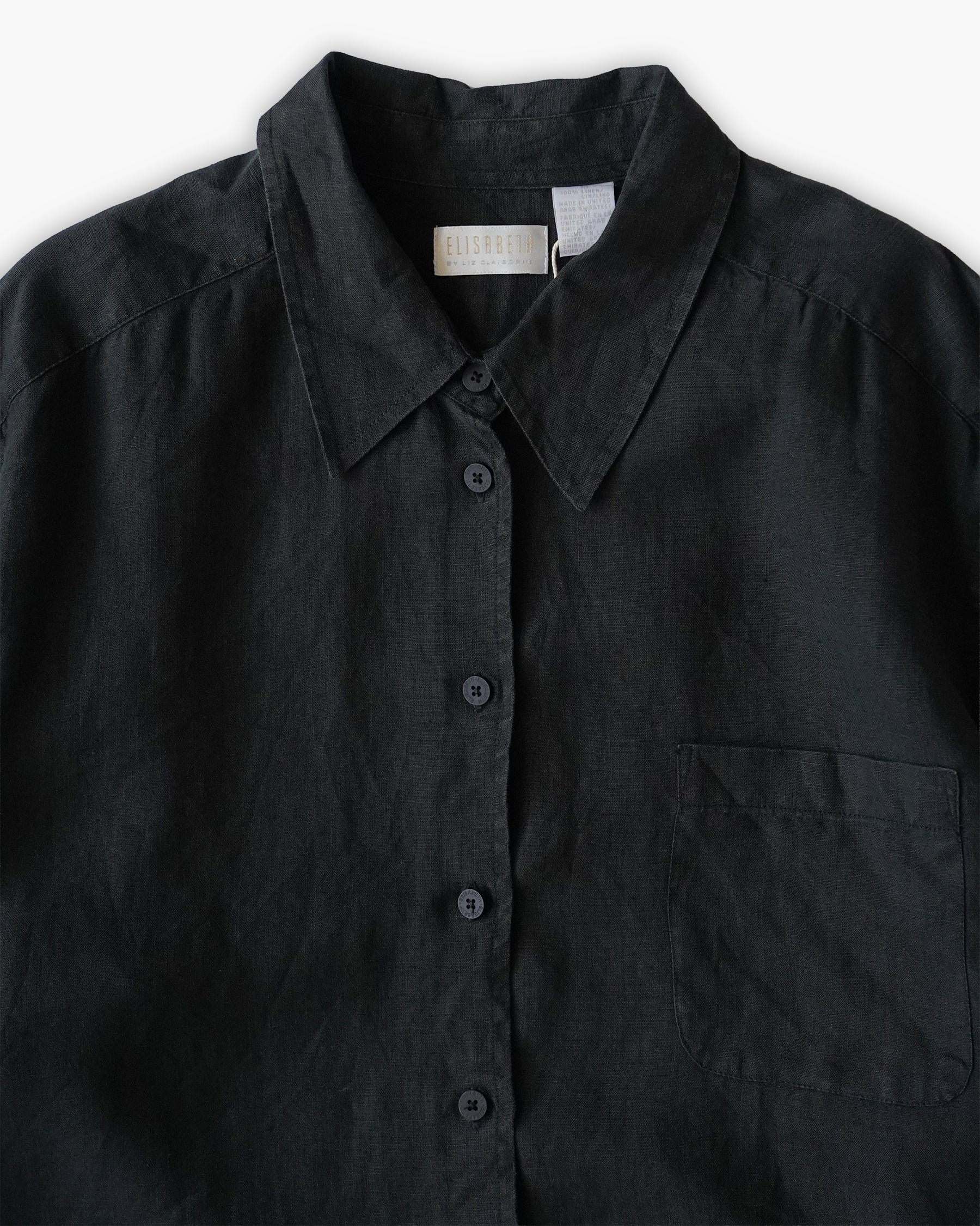 100% Linen Oversized L/S Shirt - Black