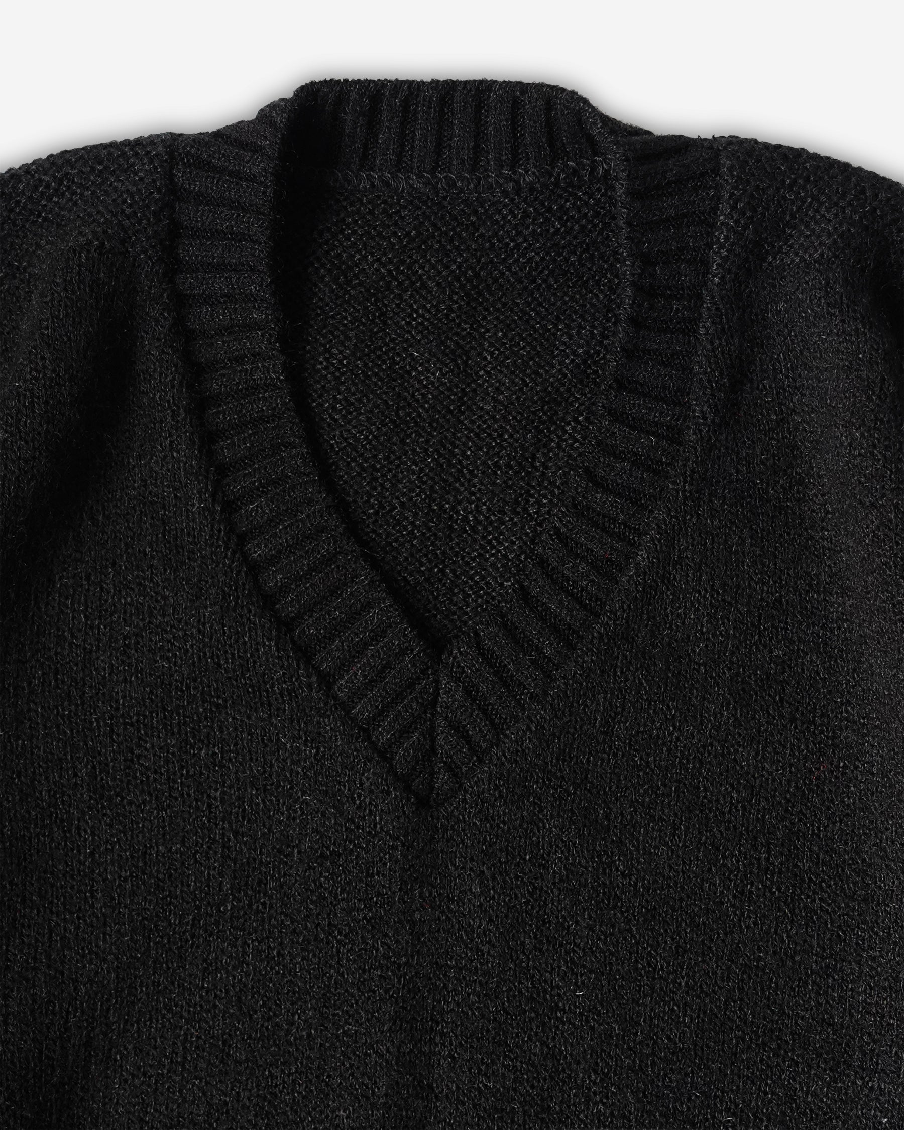 Wool V-Neck Sweater - Black