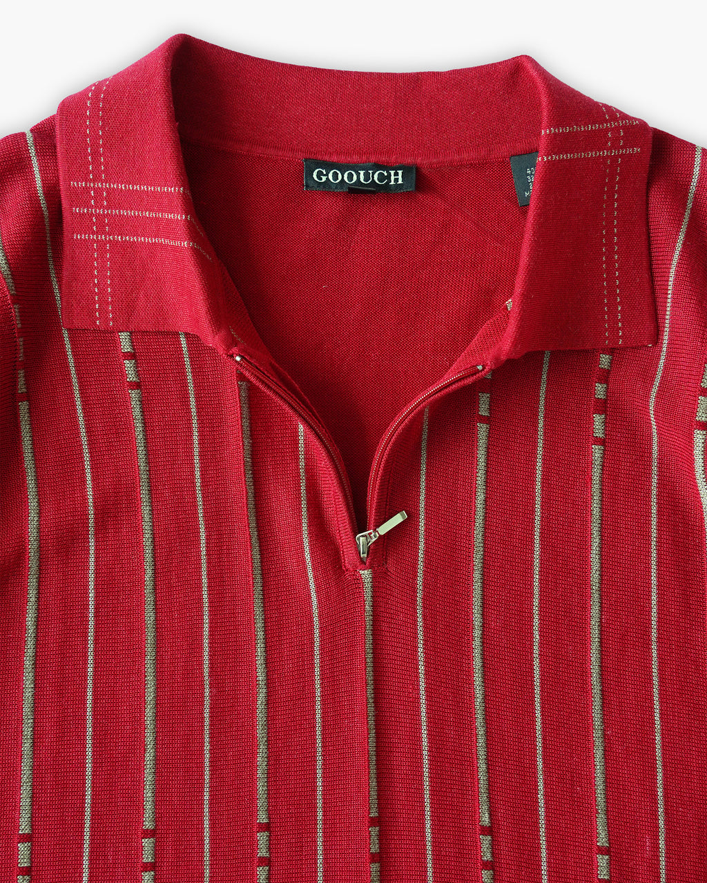 "GOOUCH" Pull Over Zip Polo - Red
