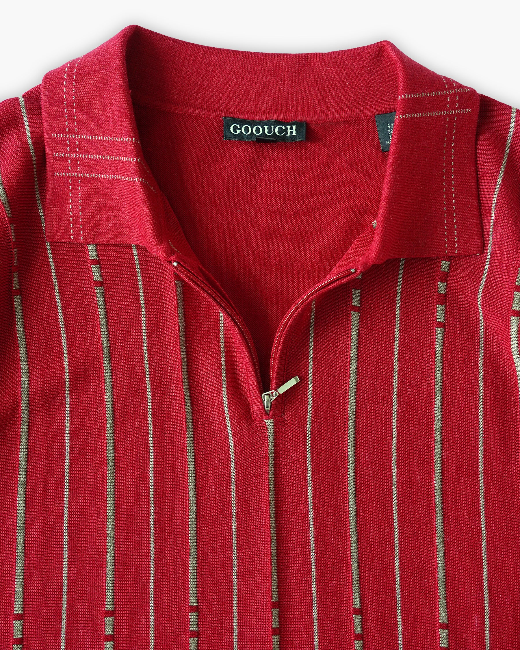 "GOOUCH" Pull Over Zip Polo - Red