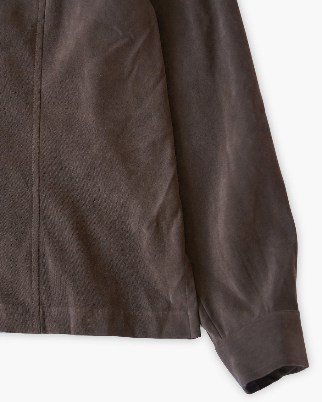 Soft Peach Skin Open Collar L/S Shirt - Brown