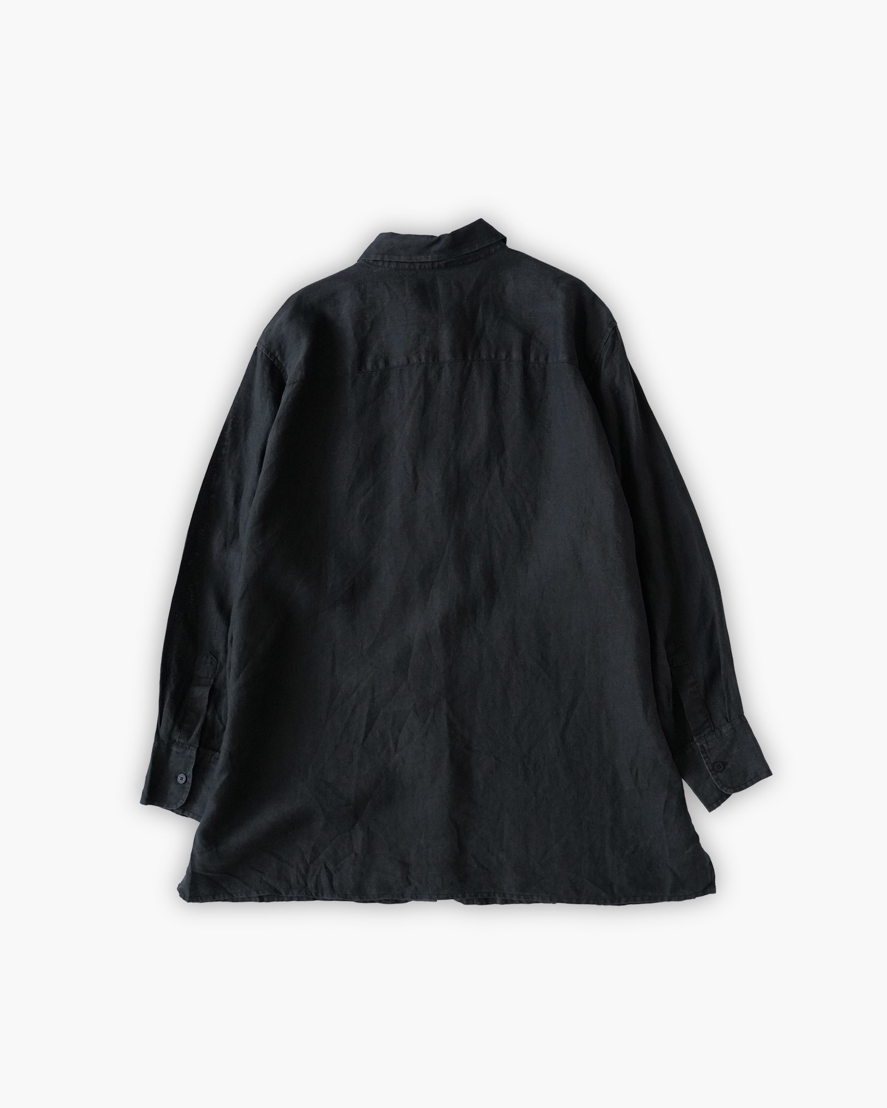 100% Linen Oversized L/S Shirt - Black