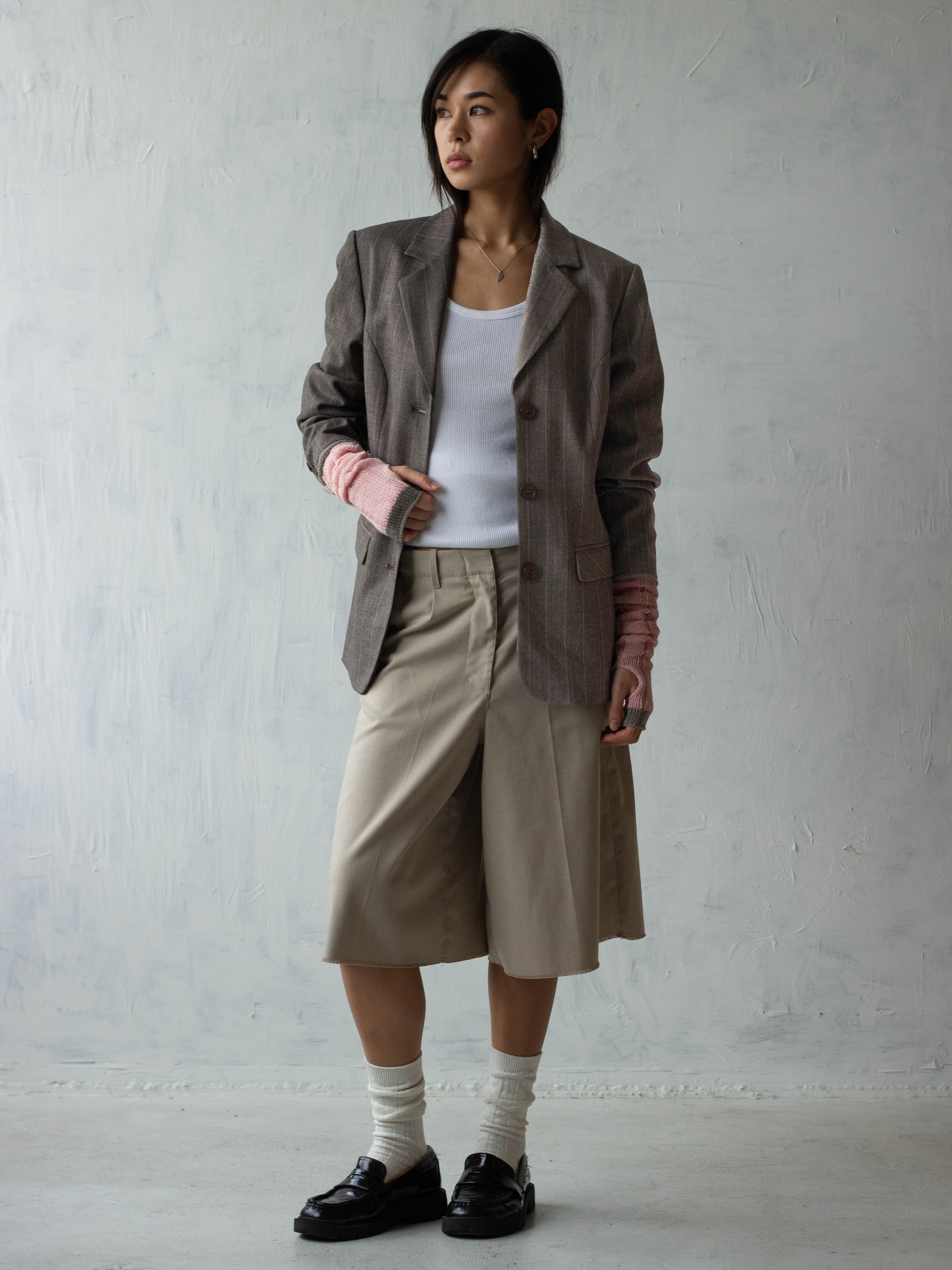 [Pre-order] Cut-off Rayon Pants - Light Beige