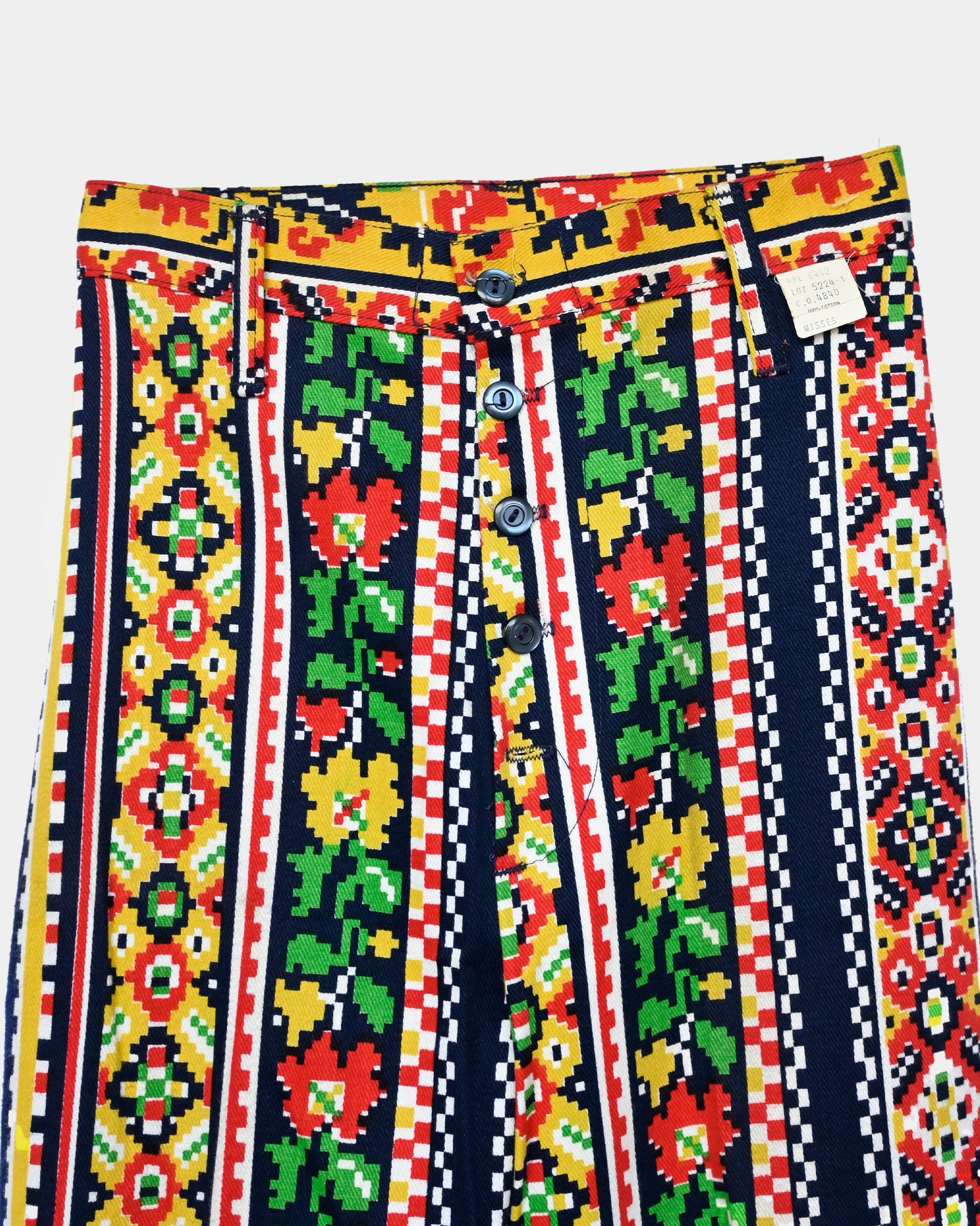 70'S Printed Cotton Pants - USA