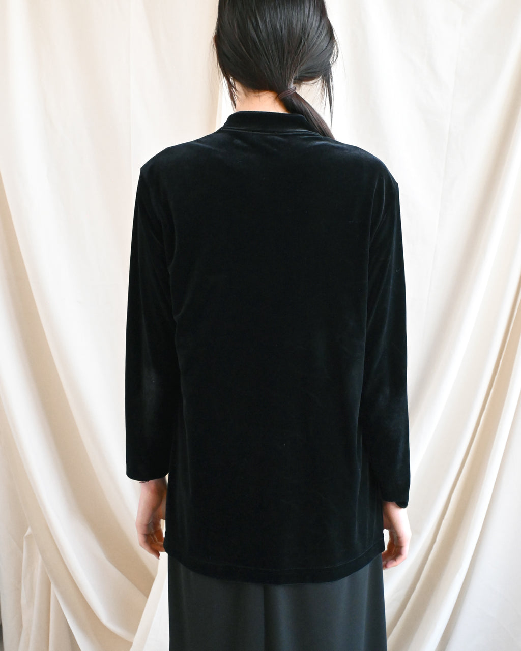 Velour Stand Collar Shirt