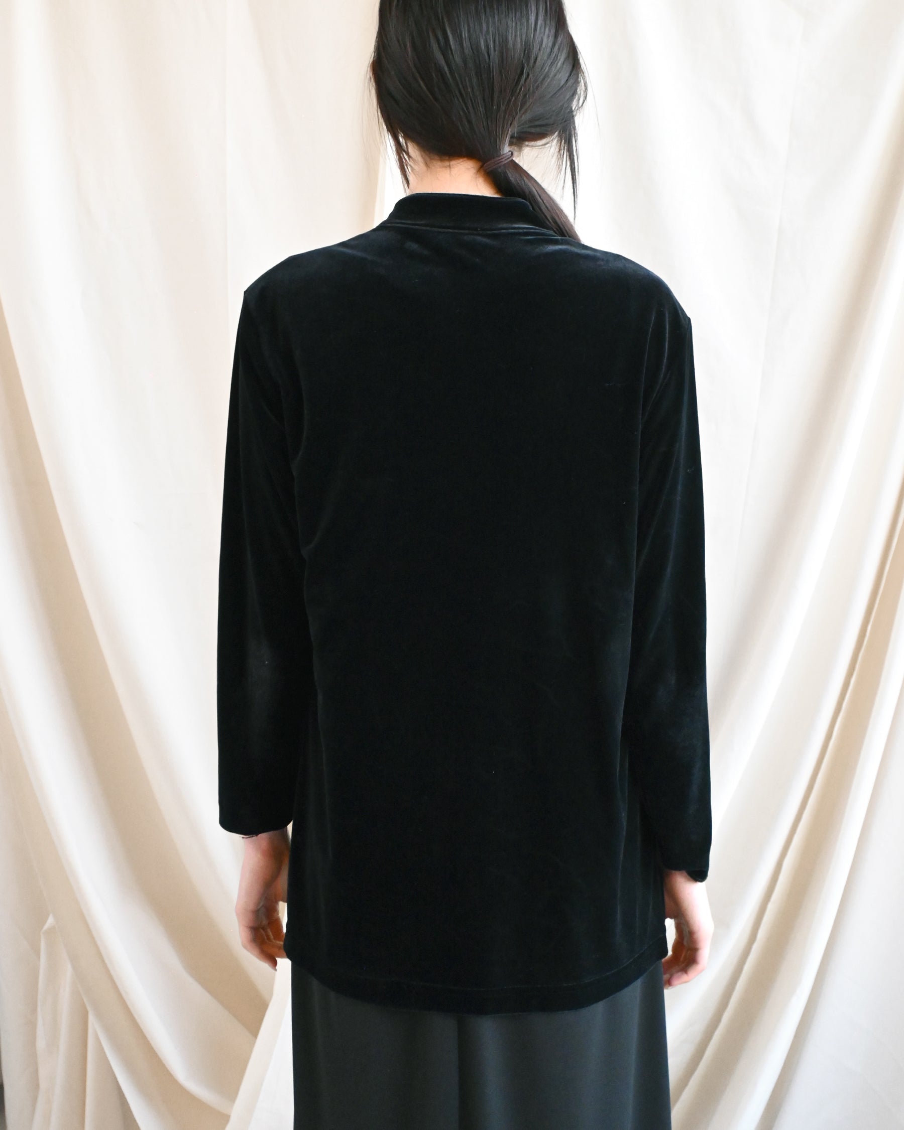 Velour Stand Collar Shirt