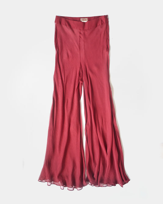 "ROMEO GIGLI" Silk Flare Pants - Wine