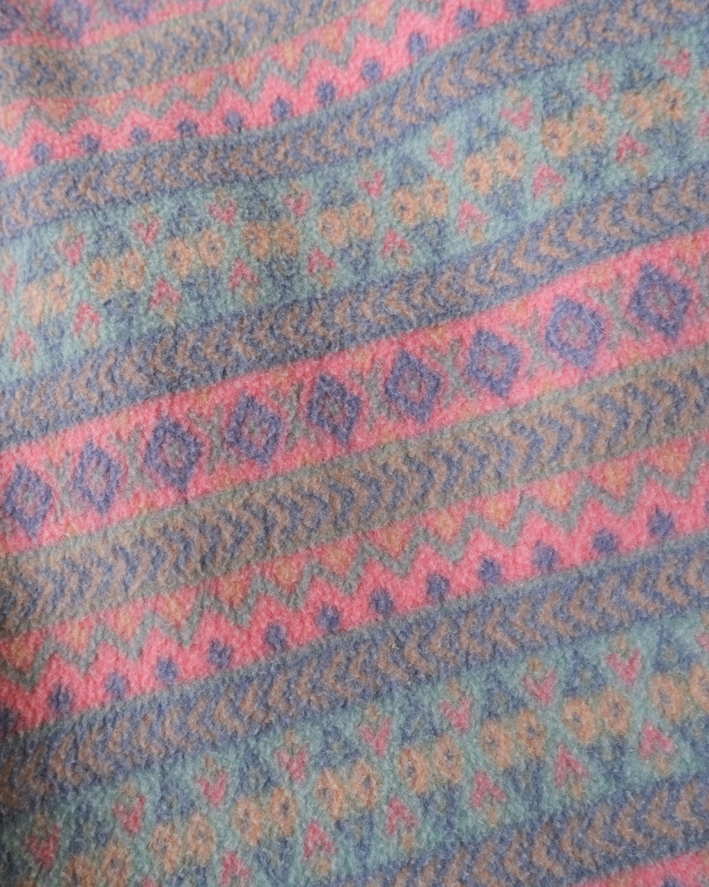 90s Patterned Fleece Zip-Up Pullover