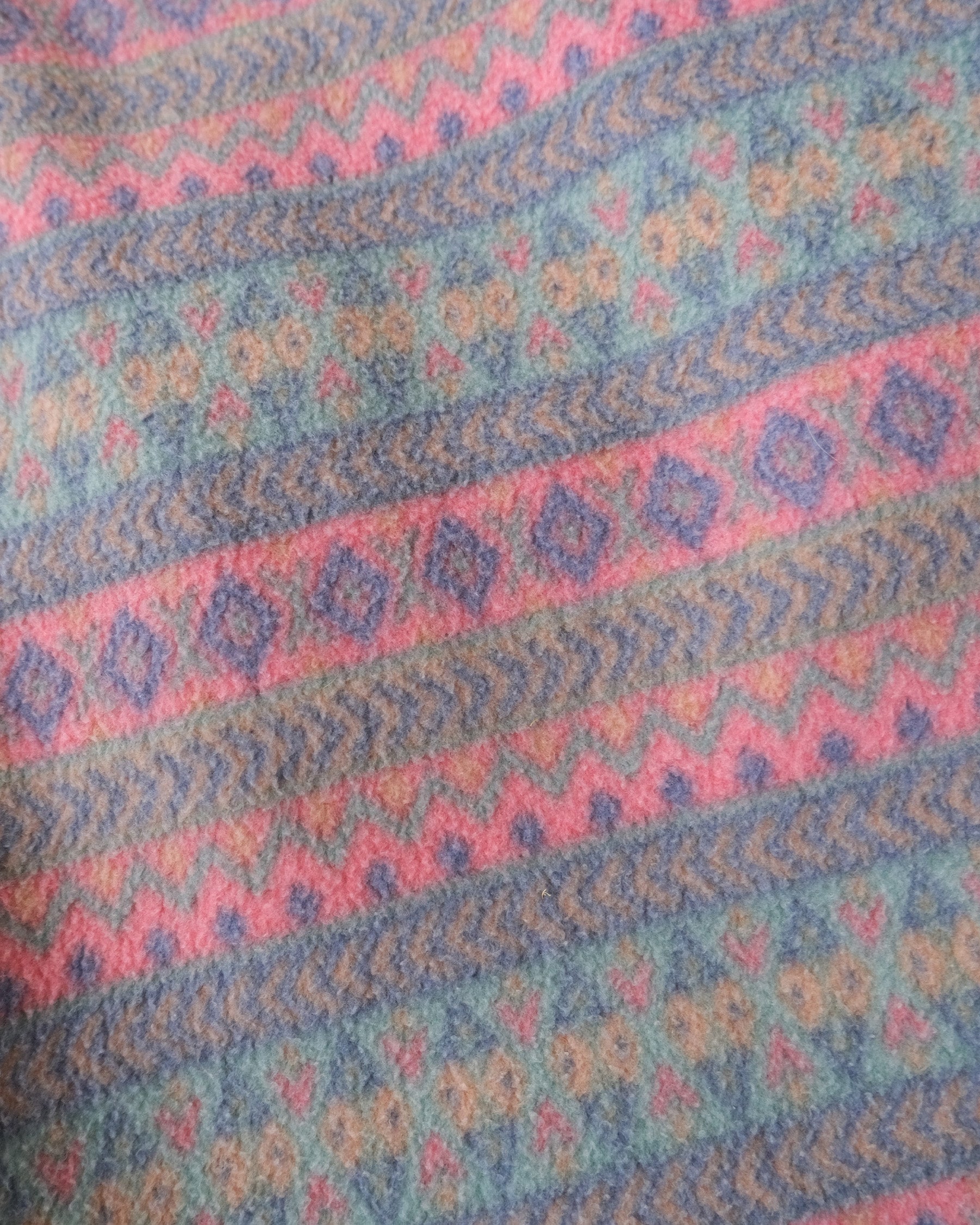 90s Patterned Fleece Zip-Up Pullover