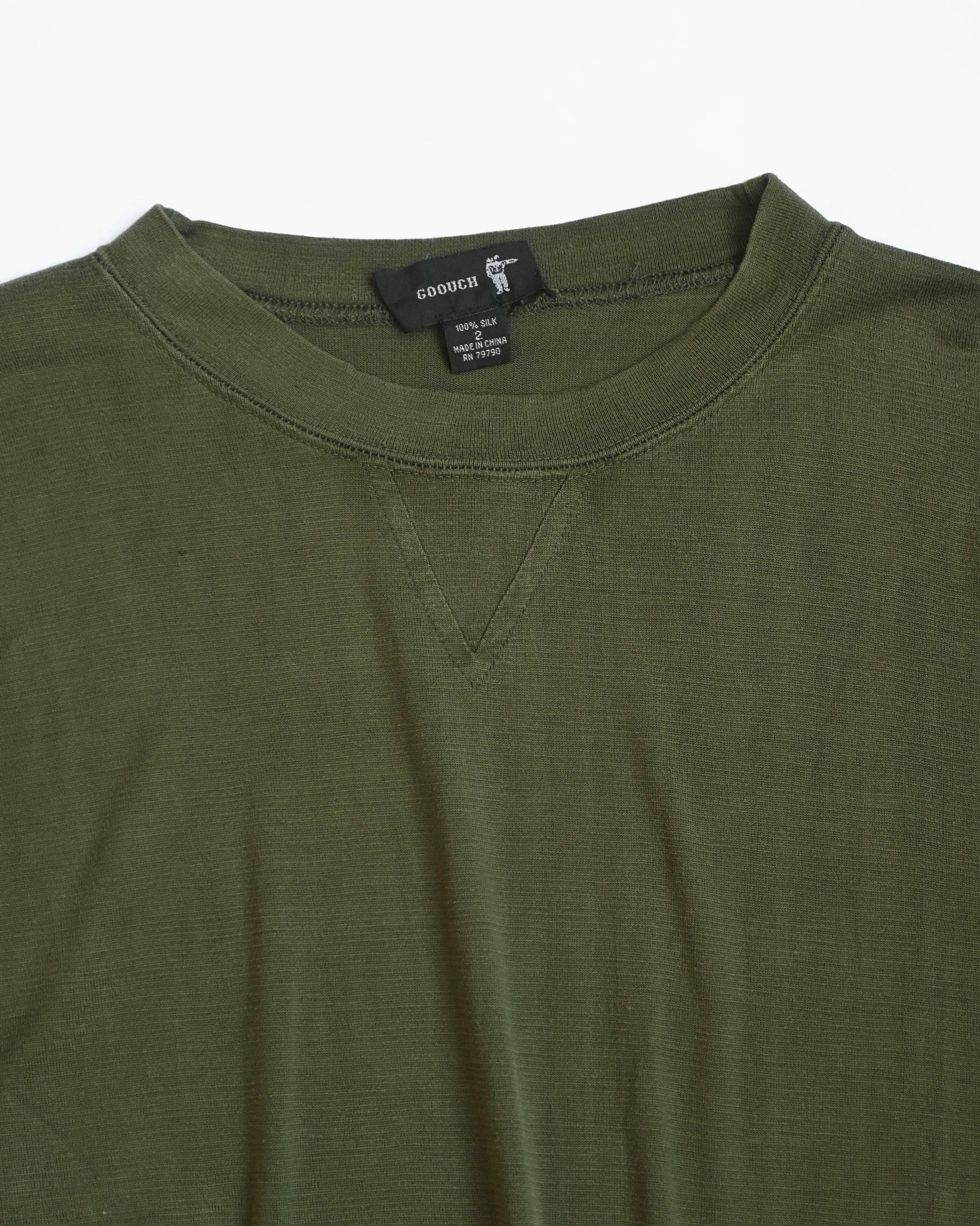 "GOOUCH" 100% Silk Front V T-shirts