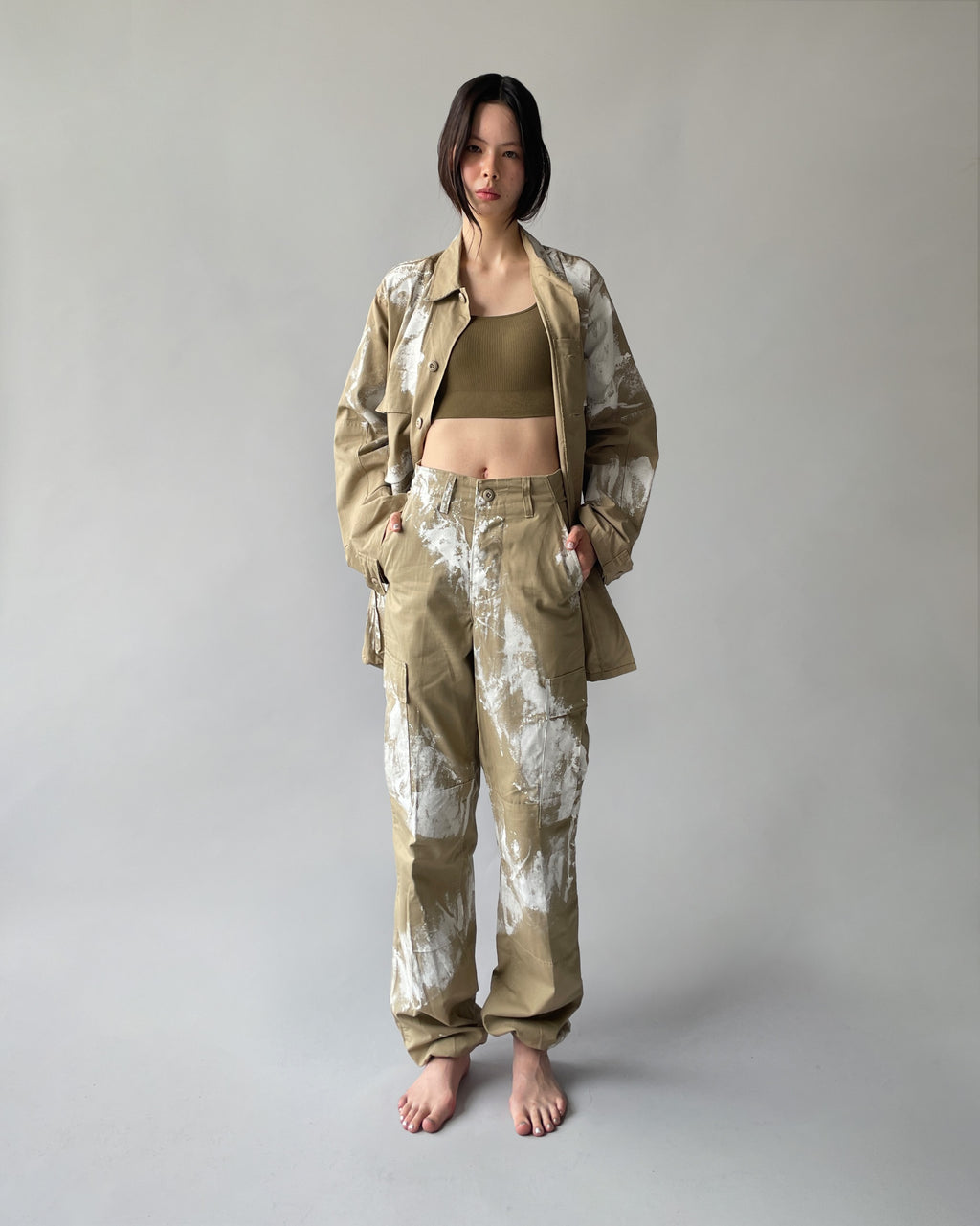404irregular - Painted 6 Pockets Pants - Beige