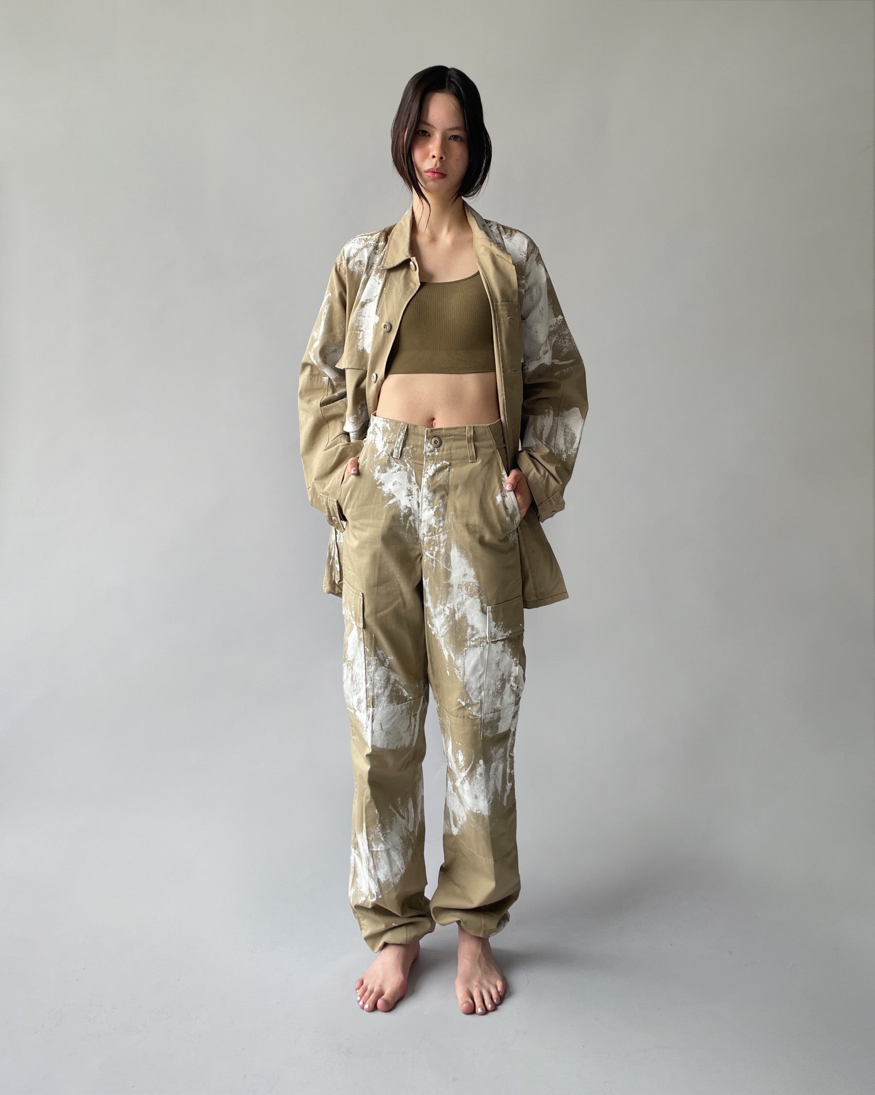 404irregular - Painted 6 Pockets Pants - Beige