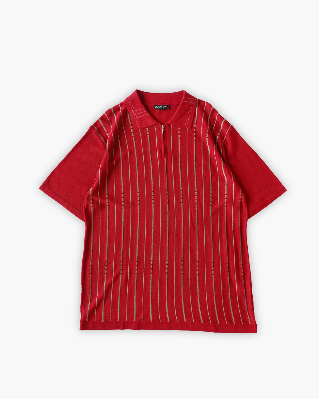 "GOOUCH" Pull Over Zip Polo - Red