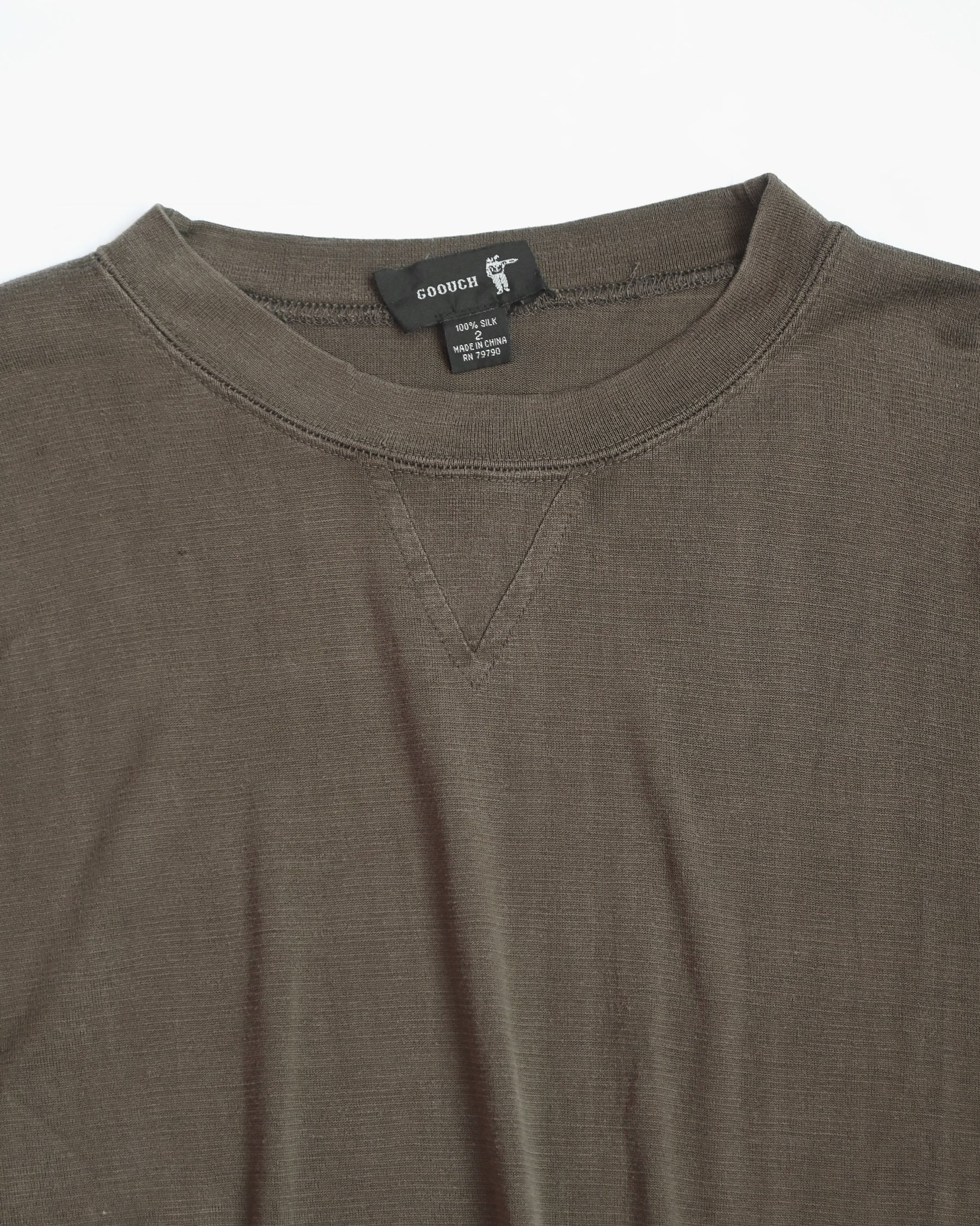"GOOUCH" 100% Silk Front V T-shirts
